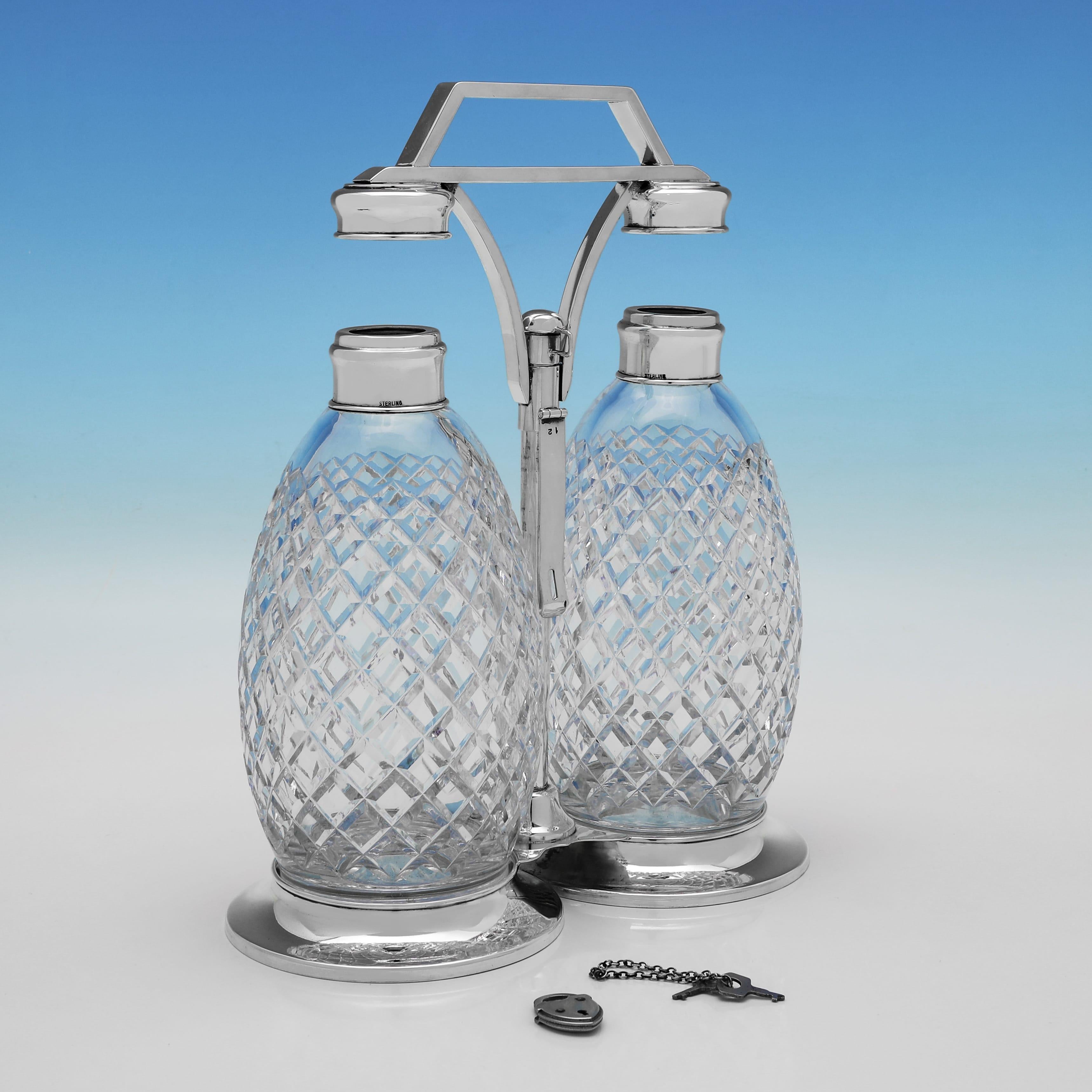Tántalo de plata de ley Tiffany de mediados de siglo y cristal Hawkes Crystal Moderno de mediados de siglo en venta