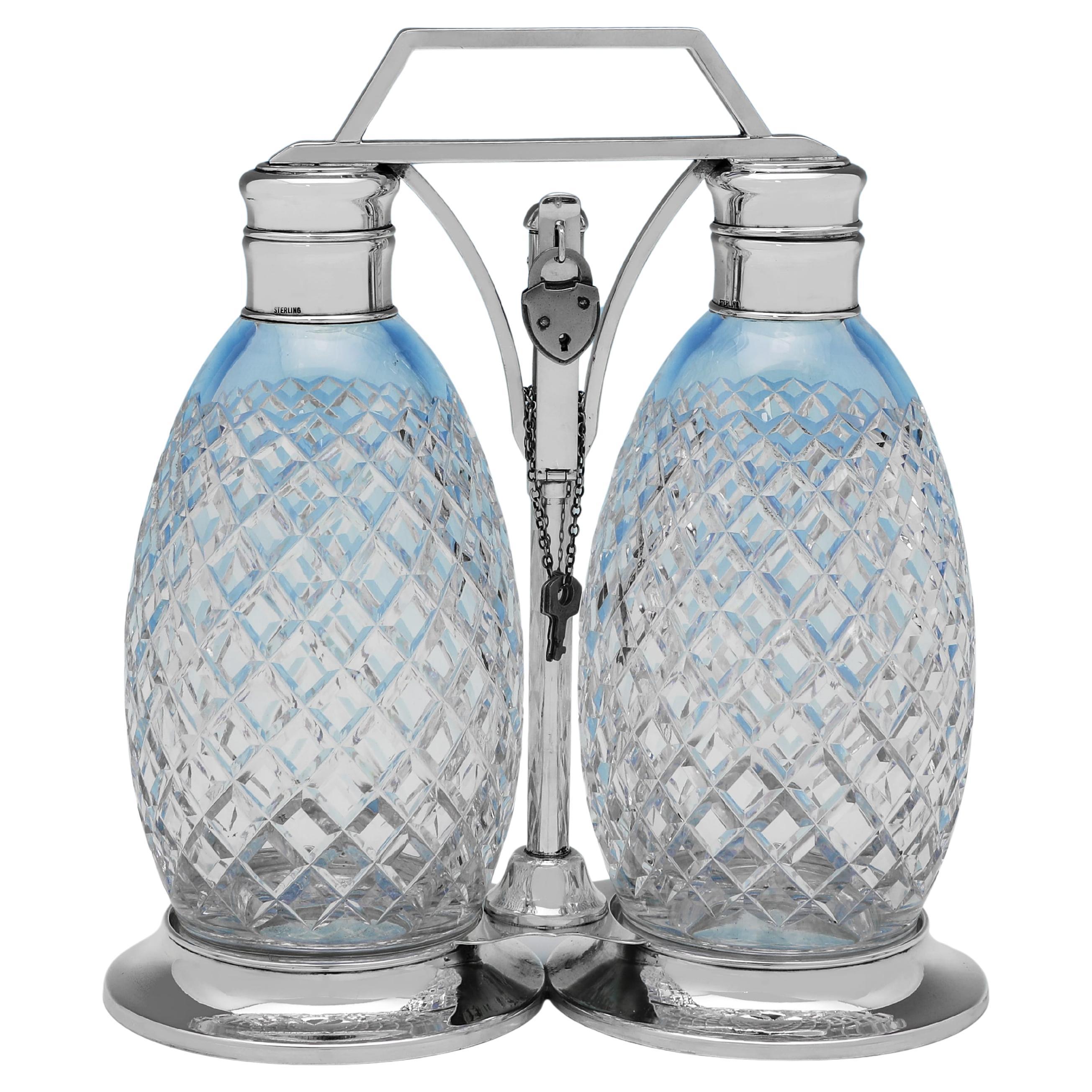 Tántalo de plata de ley Tiffany de mediados de siglo y cristal Hawkes Crystal en venta