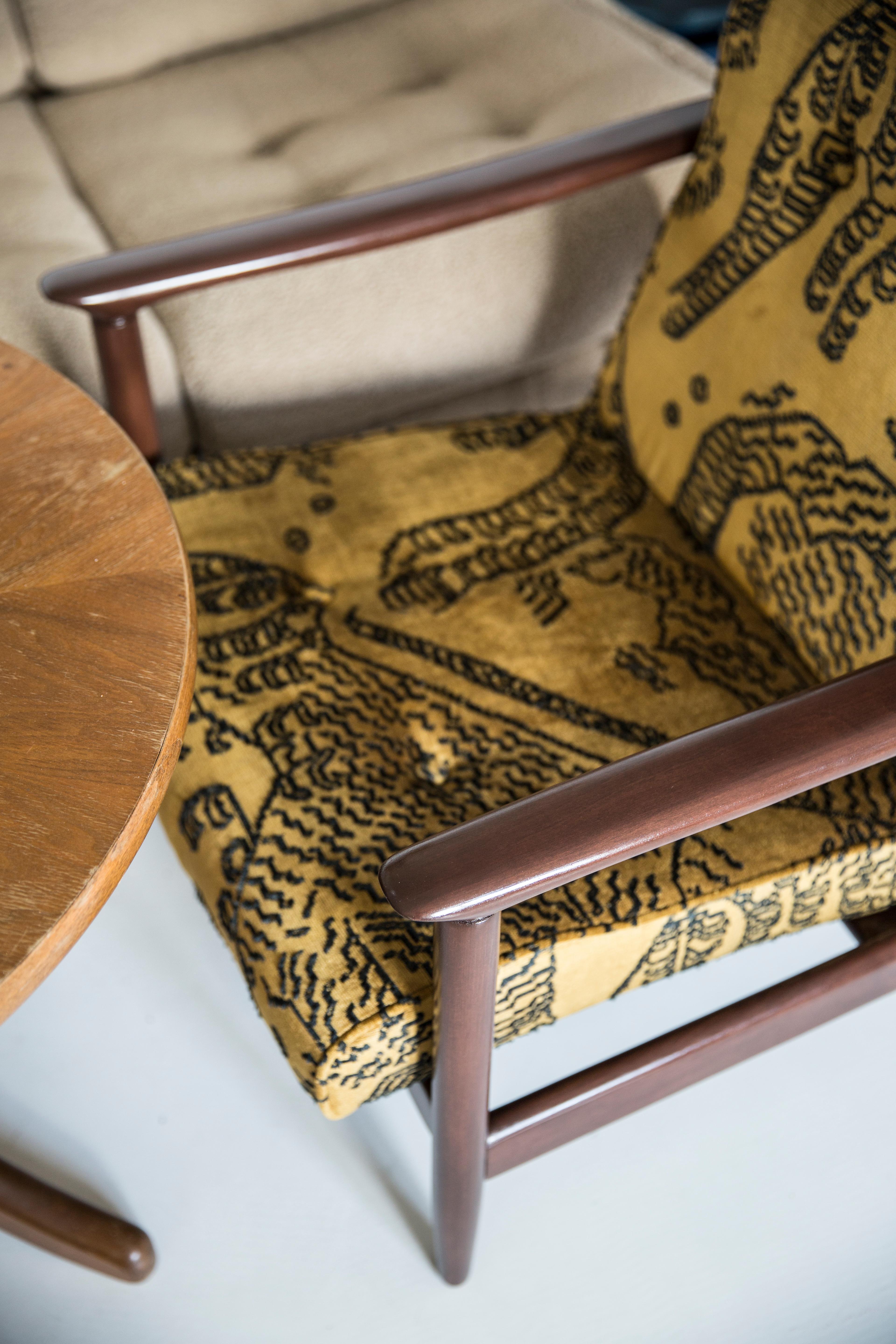 Mid Century Tiger Mountain Velvet Armchair, GFM 142, Edmund Homa, Europe, 1960s For Sale 7