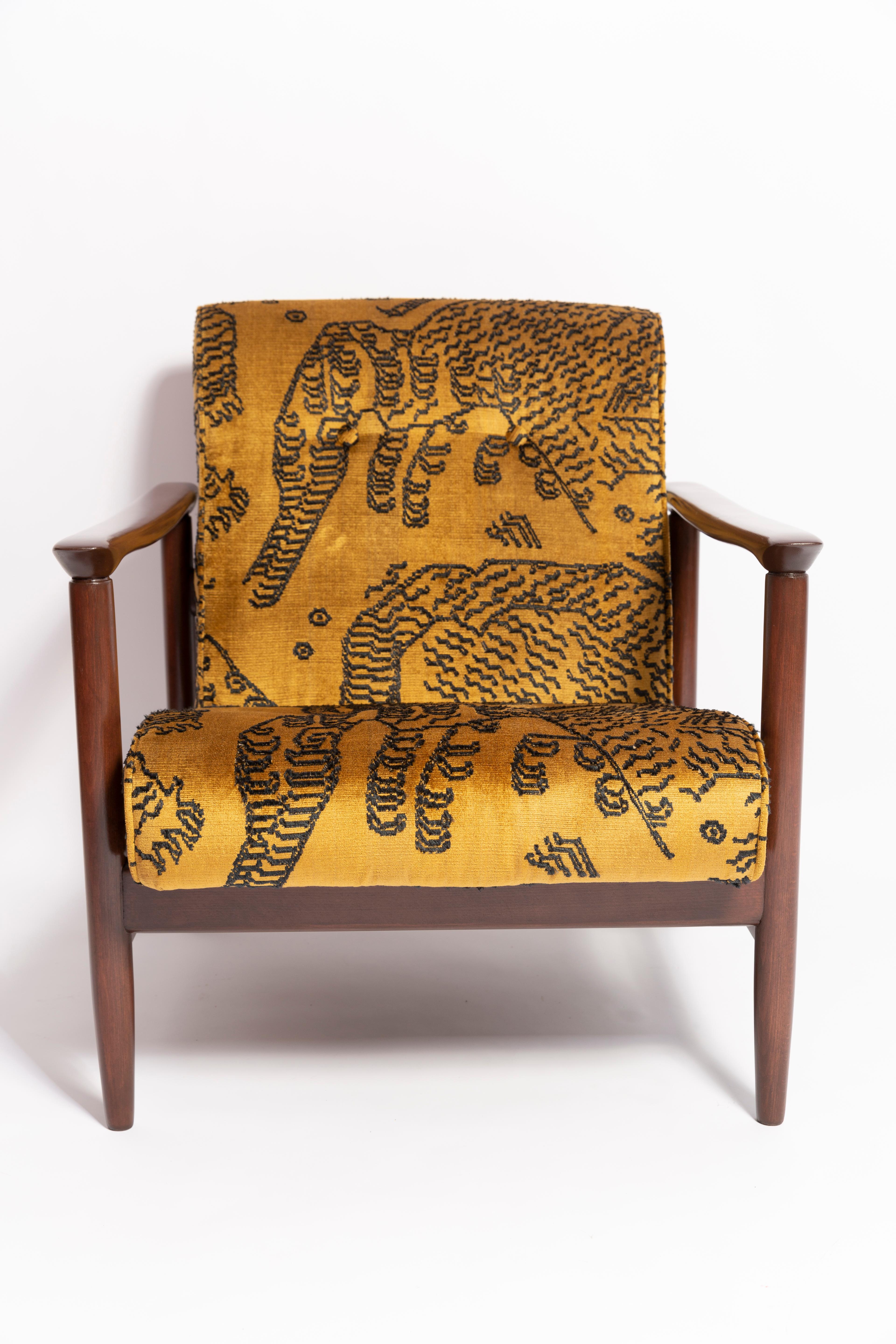 Fabric Mid Century Tiger Mountain Velvet Armchair, GFM 142, Edmund Homa, Europe, 1960s For Sale