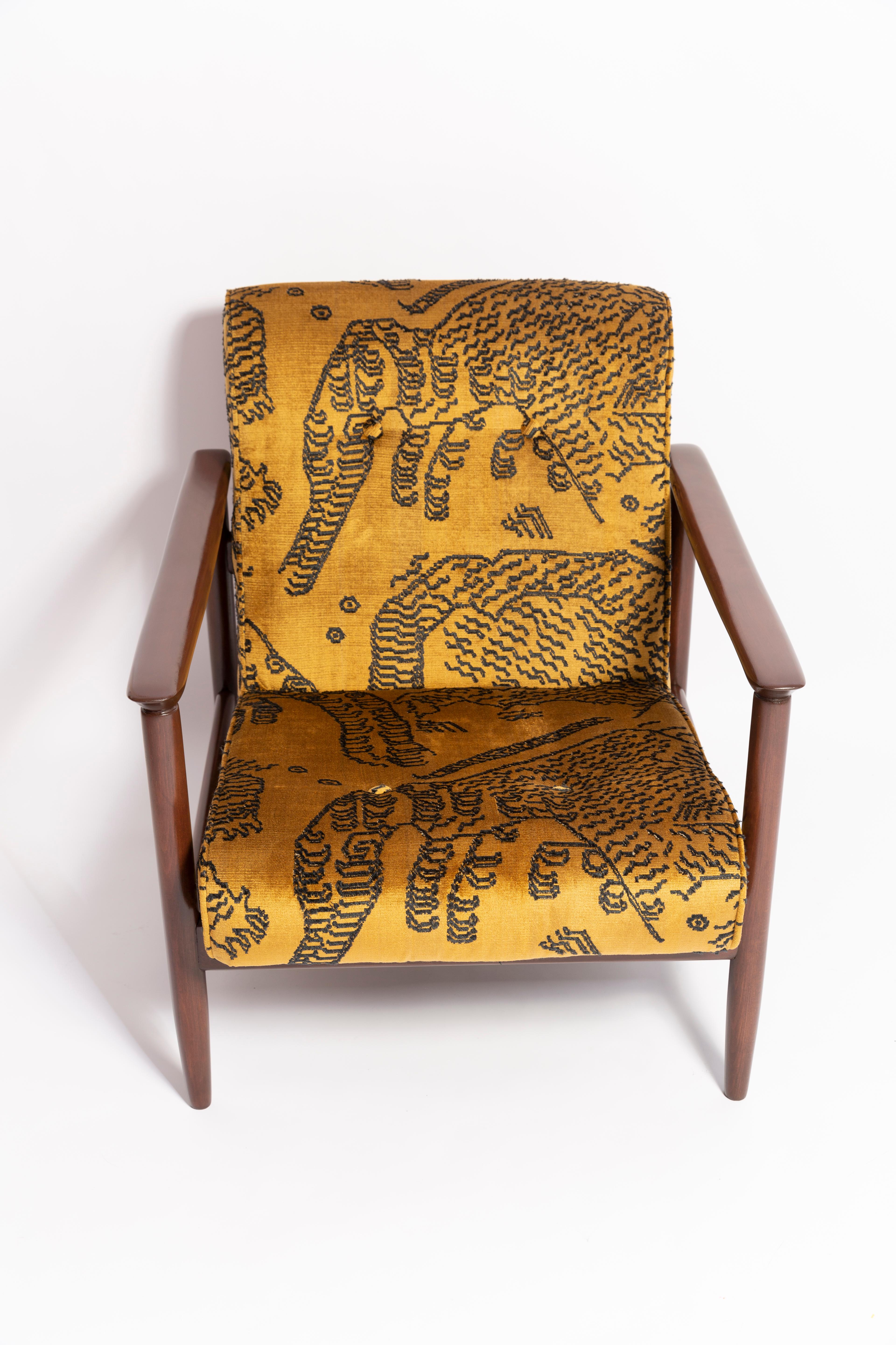 Mid Century Tiger Mountain Velvet Armchair, GFM 142, Edmund Homa, Europe, 1960s For Sale 1