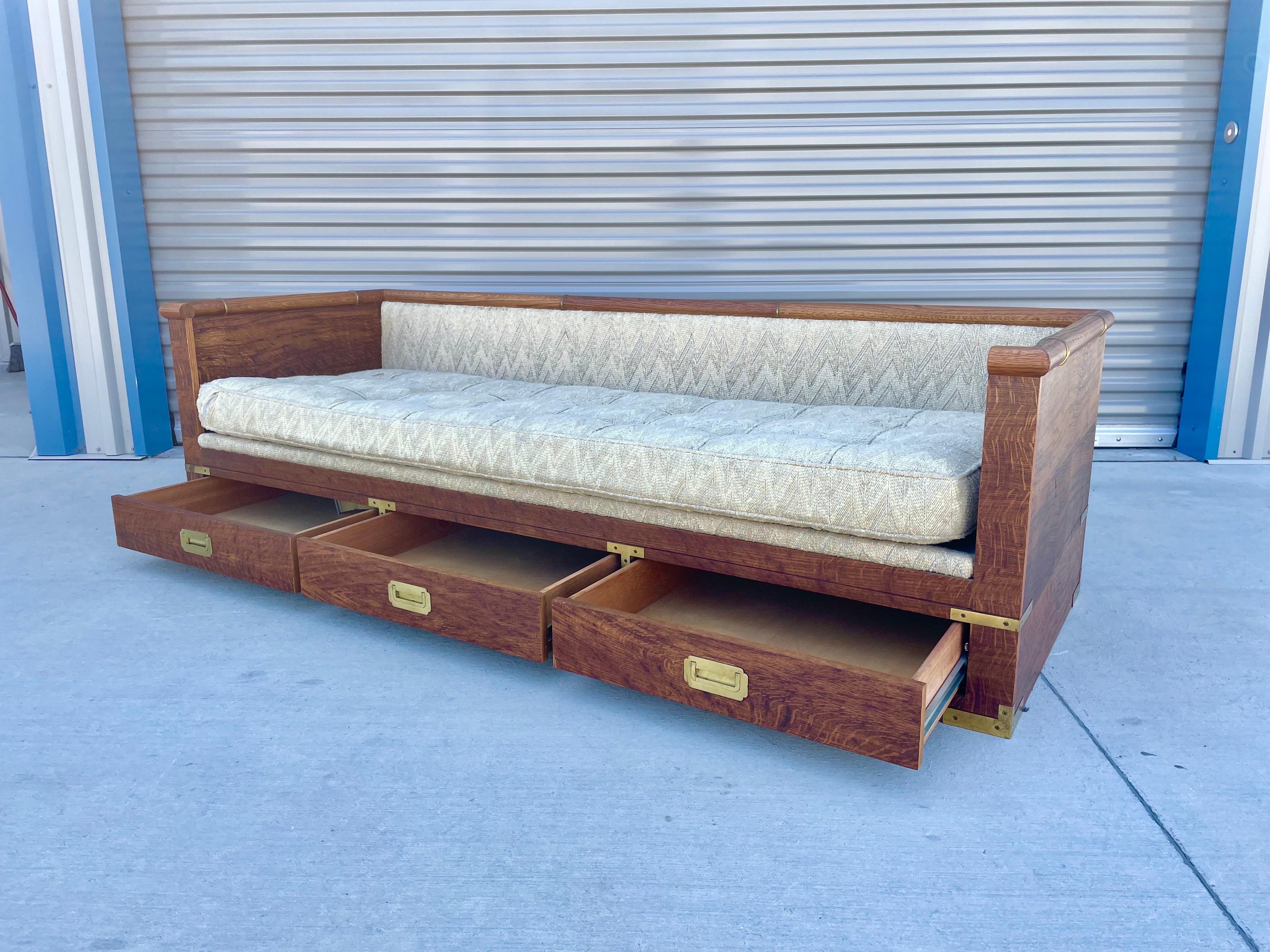 Midcentury Tiger Oak Daybed/Sofa by Marge Carson For Sale 3