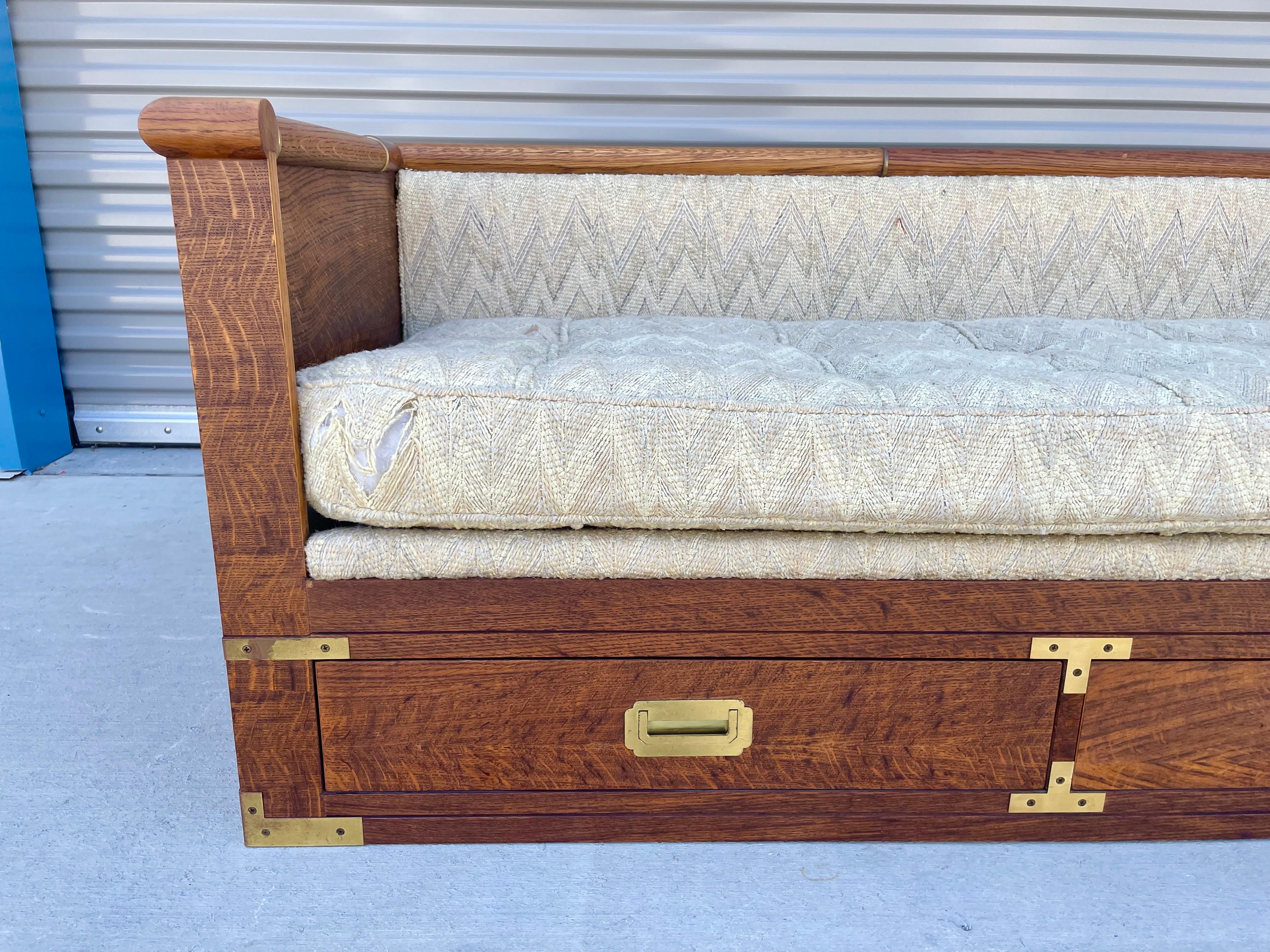American Midcentury Tiger Oak Daybed/Sofa by Marge Carson For Sale