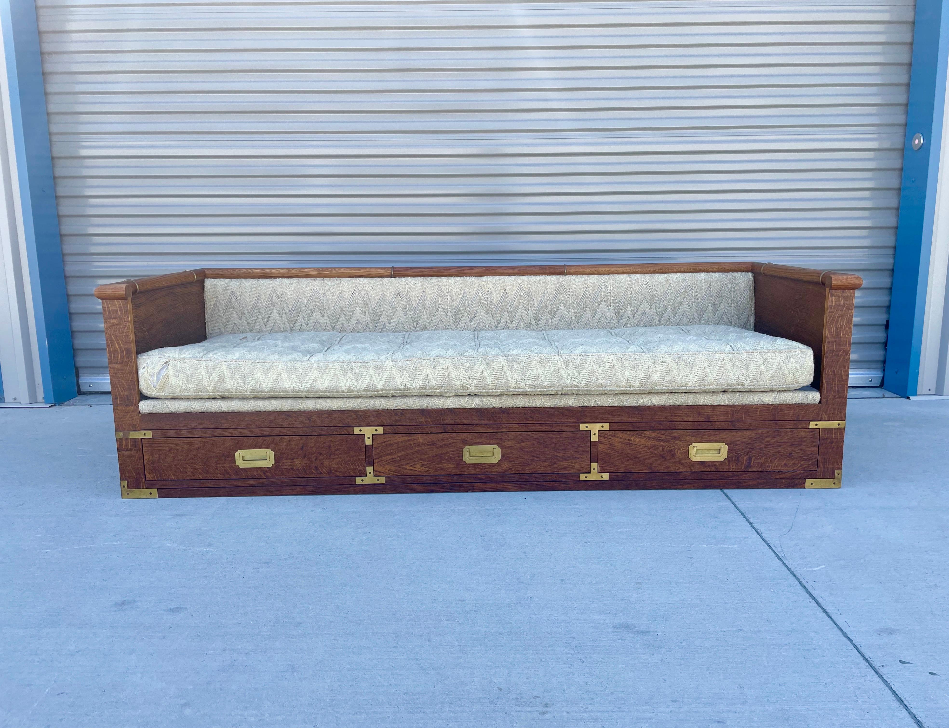 Midcentury Tiger Oak Daybed/Sofa by Marge Carson In Good Condition For Sale In North Hollywood, CA