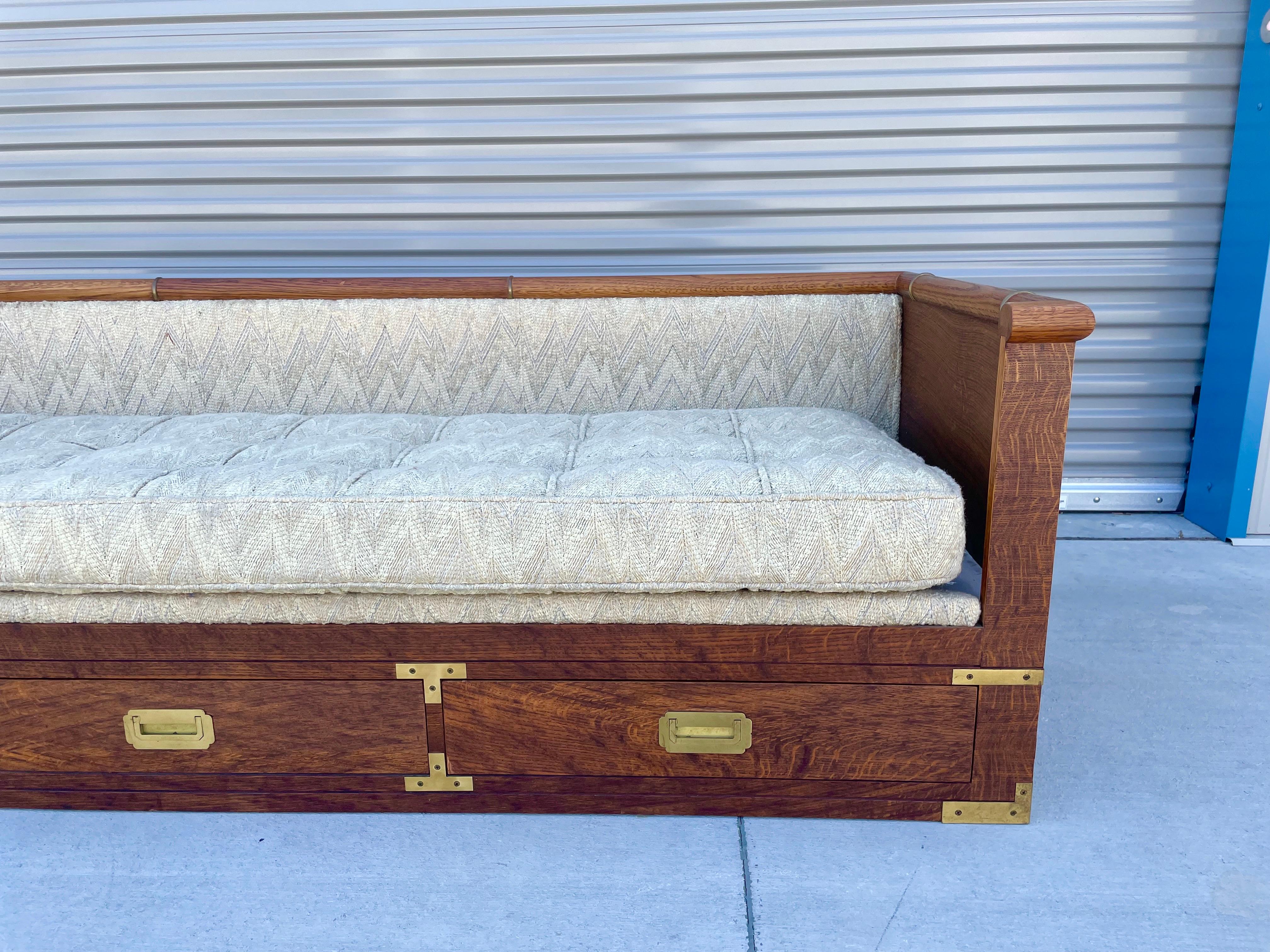 Midcentury Tiger Oak Daybed/Sofa by Marge Carson In Good Condition For Sale In North Hollywood, CA