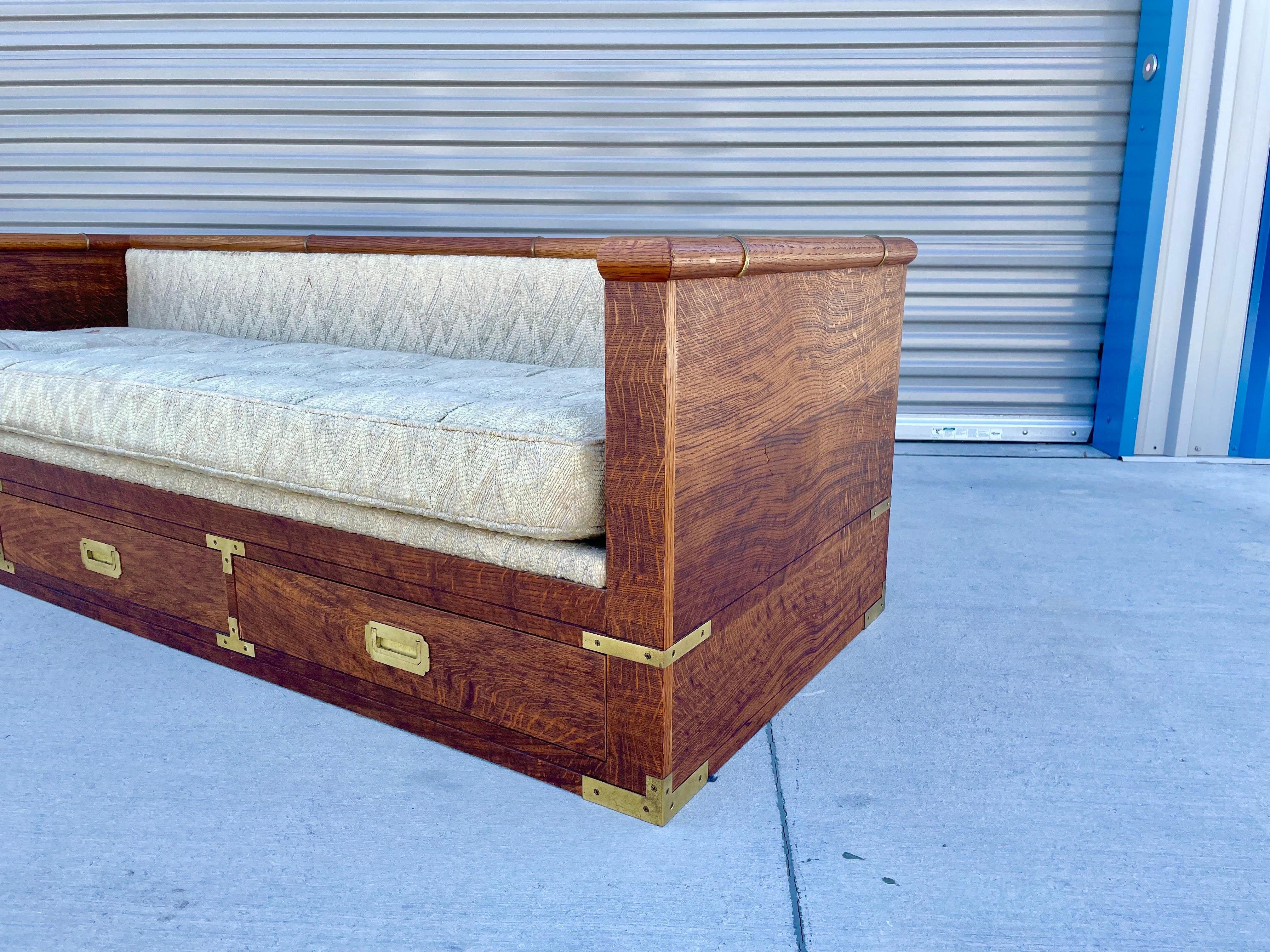 Midcentury Tiger Oak Daybed/Sofa by Marge Carson For Sale 1