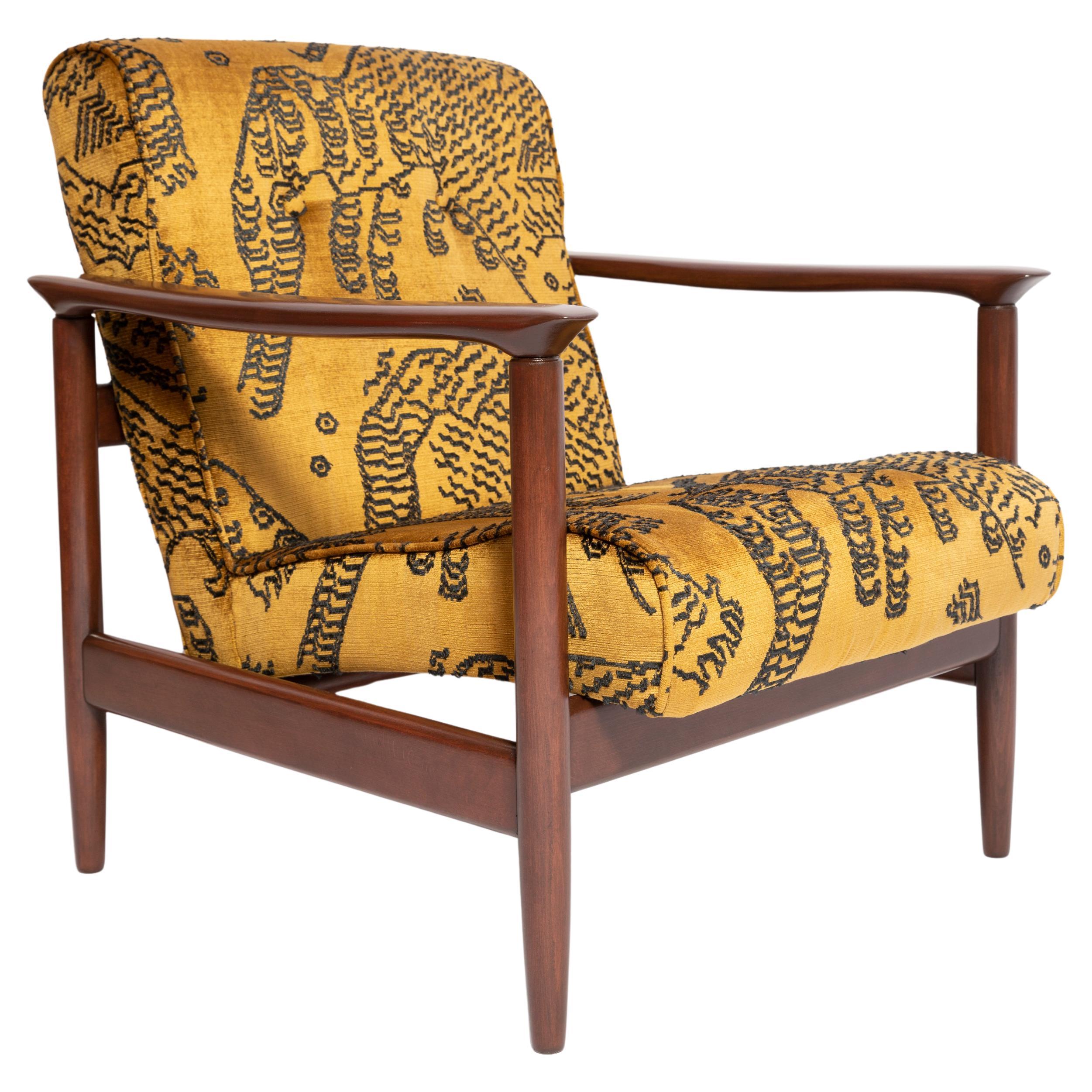 Sillón de terciopelo Tigre de mediados de siglo, GFM 142, Edmund Homa, Europa, Años 60