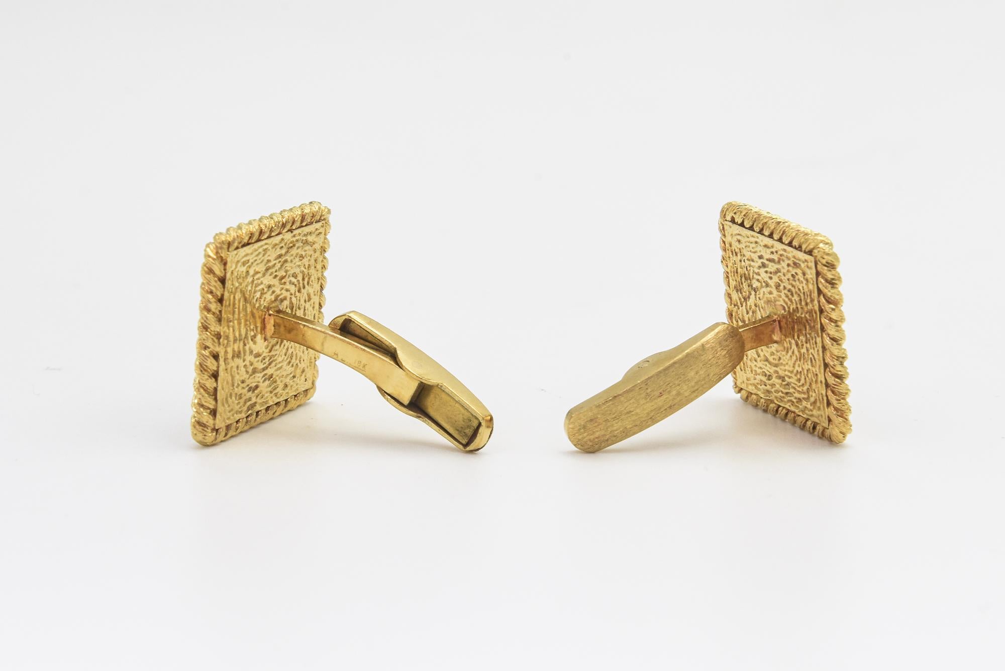 Mid-Century Tiger's Eye Square Gold Cufflinks For Sale 3