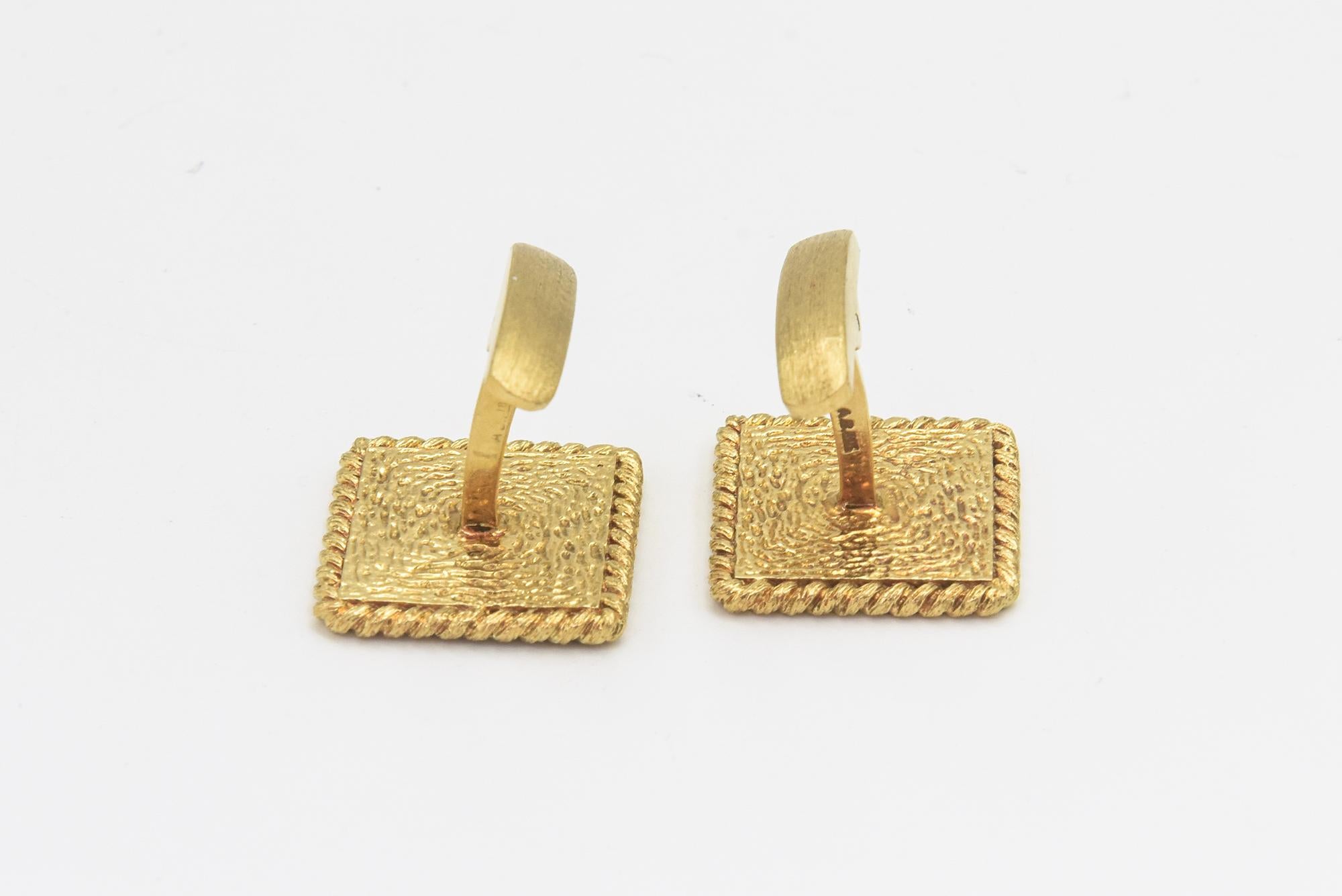 Mid-Century Tiger's Eye Square Gold Cufflinks For Sale 4