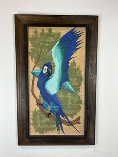 Mid Century Tiki Parrot Painting Van Lowe