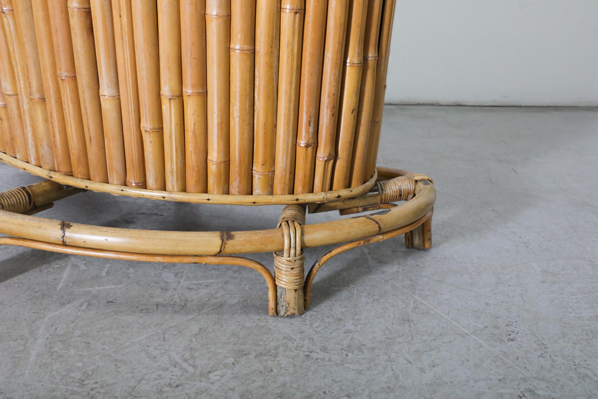 Mid-Century 'Tiki' Style Curved  Bamboo Bar with Inside Shelf and Foot Rest For Sale 4