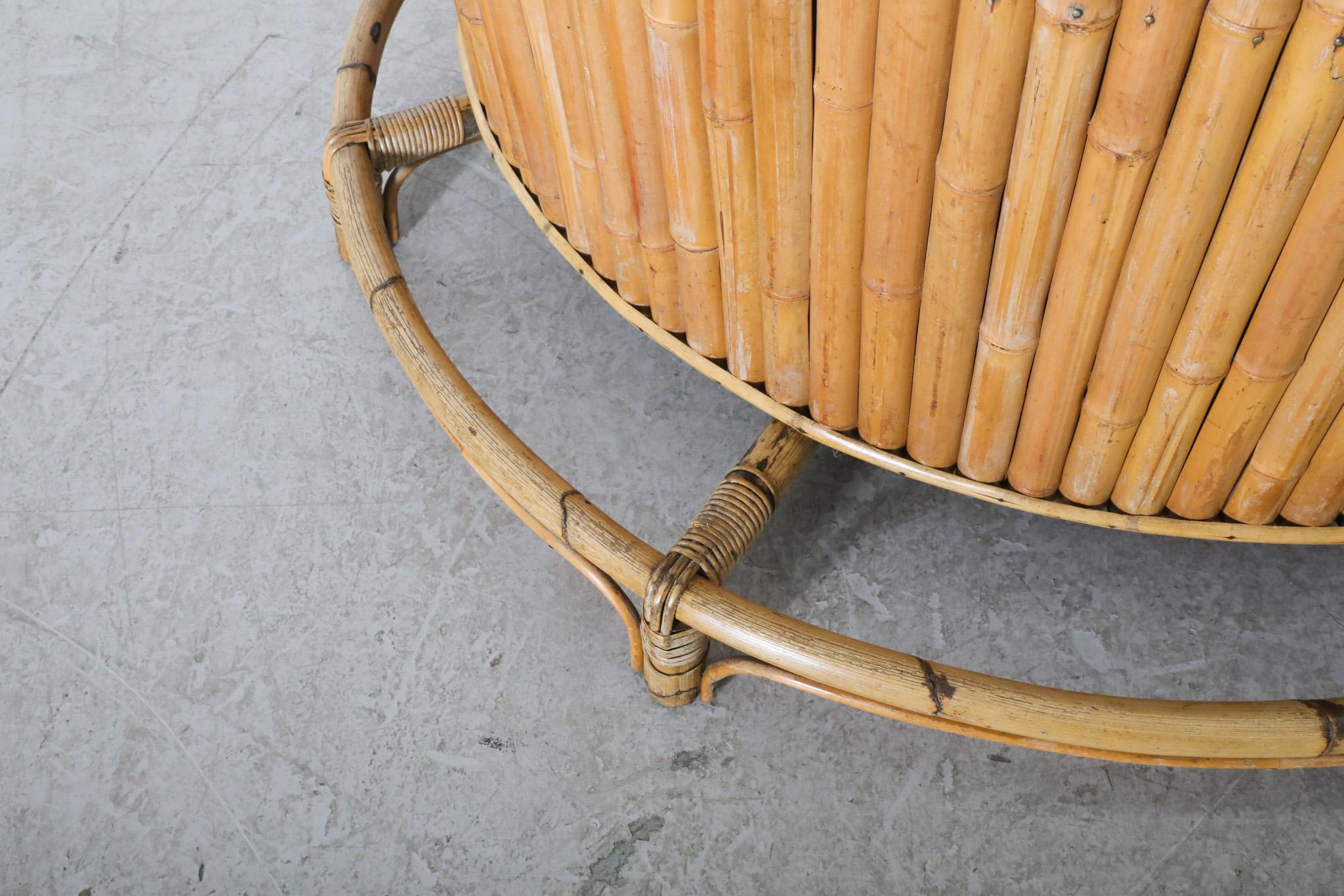 Mid-Century 'Tiki' Style Curved  Bamboo Bar with Inside Shelf and Foot Rest For Sale 6