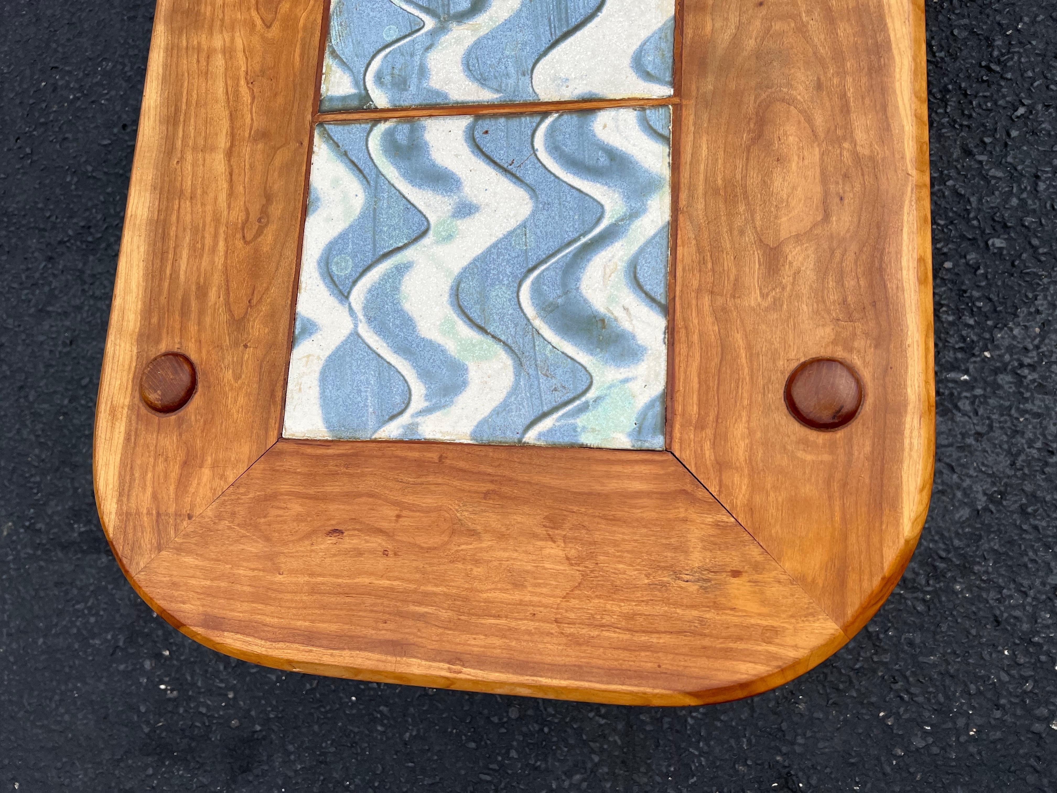 Mid Century Tile and Wood Coffee Table 5