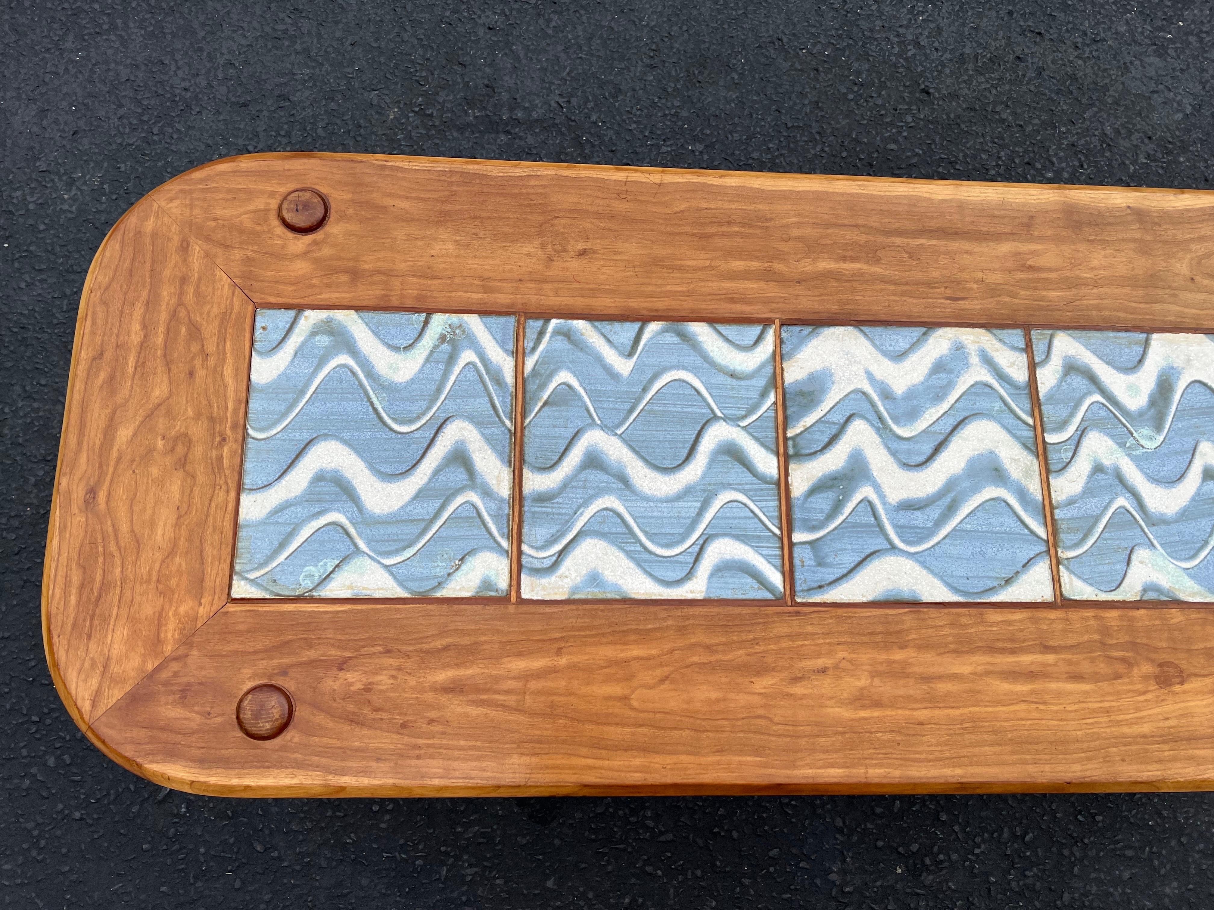 Mid-Century Modern Mid Century Tile and Wood Coffee Table