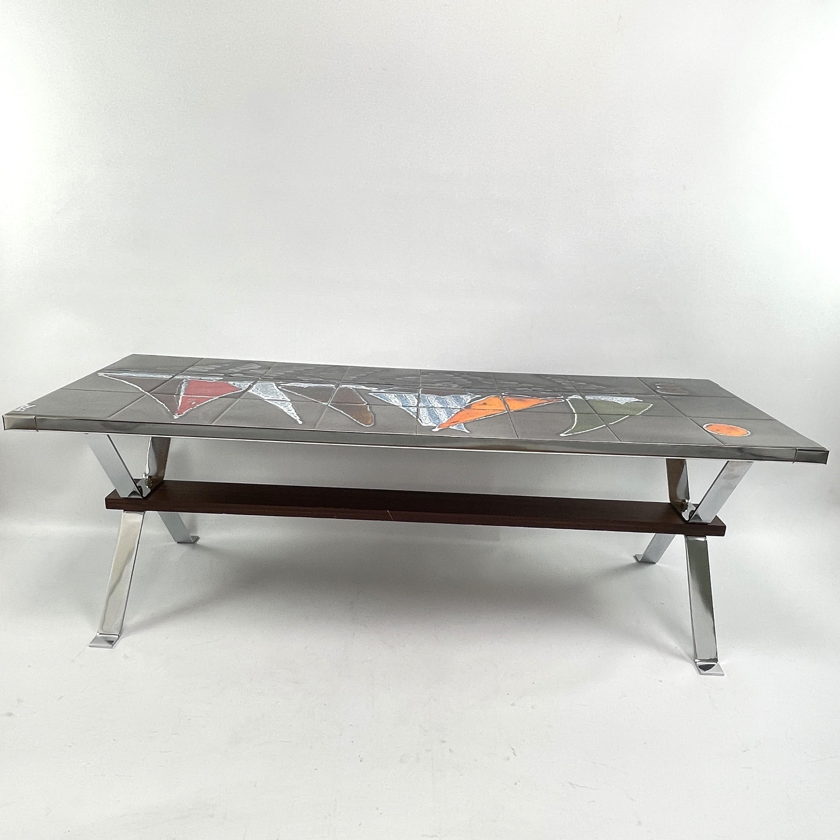 Mid-Century Modern MID-Century tile coffee table signed Adri for Belarti, 1960s