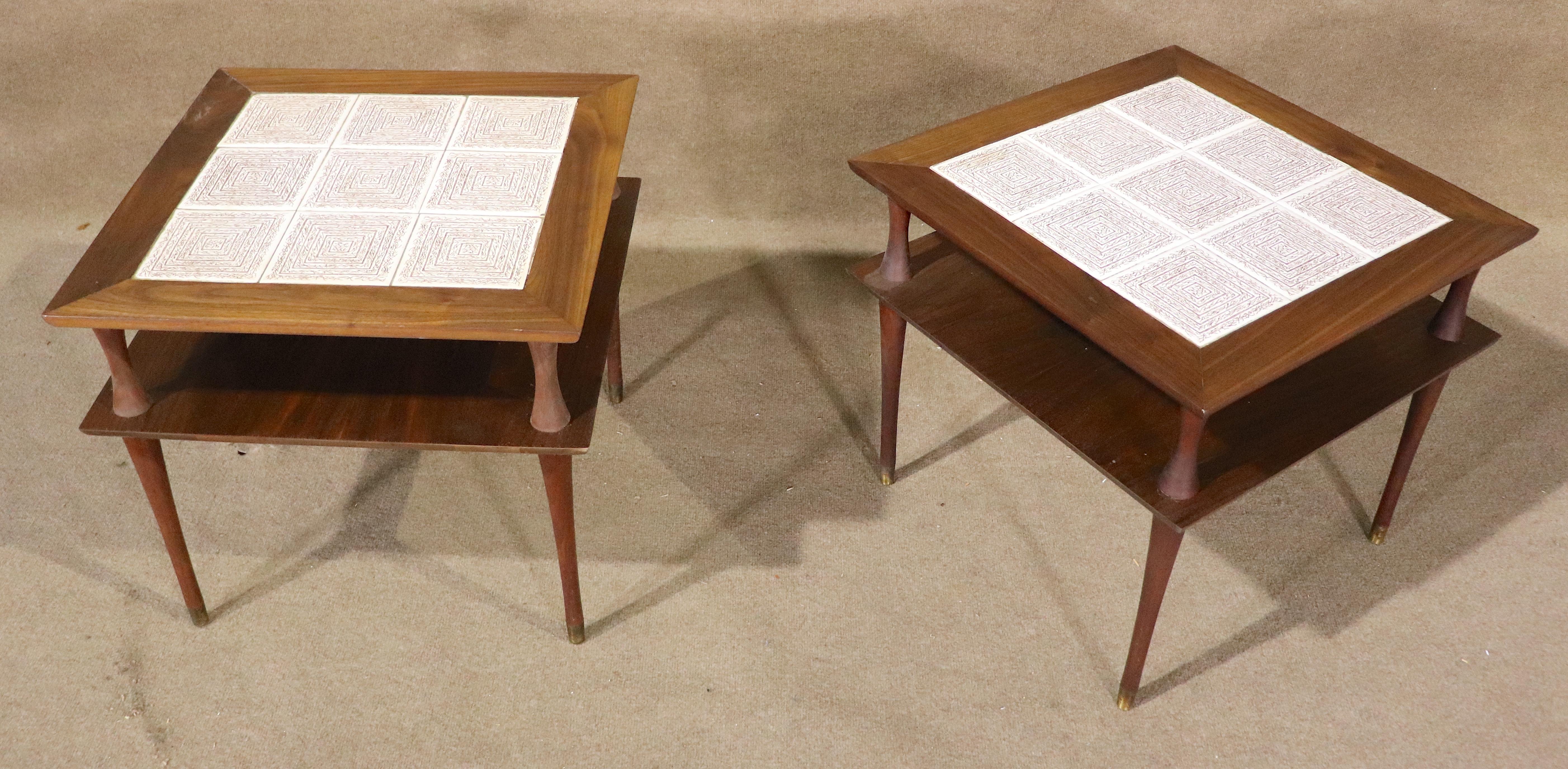 Mid-Century Tile Side Tables For Sale 3