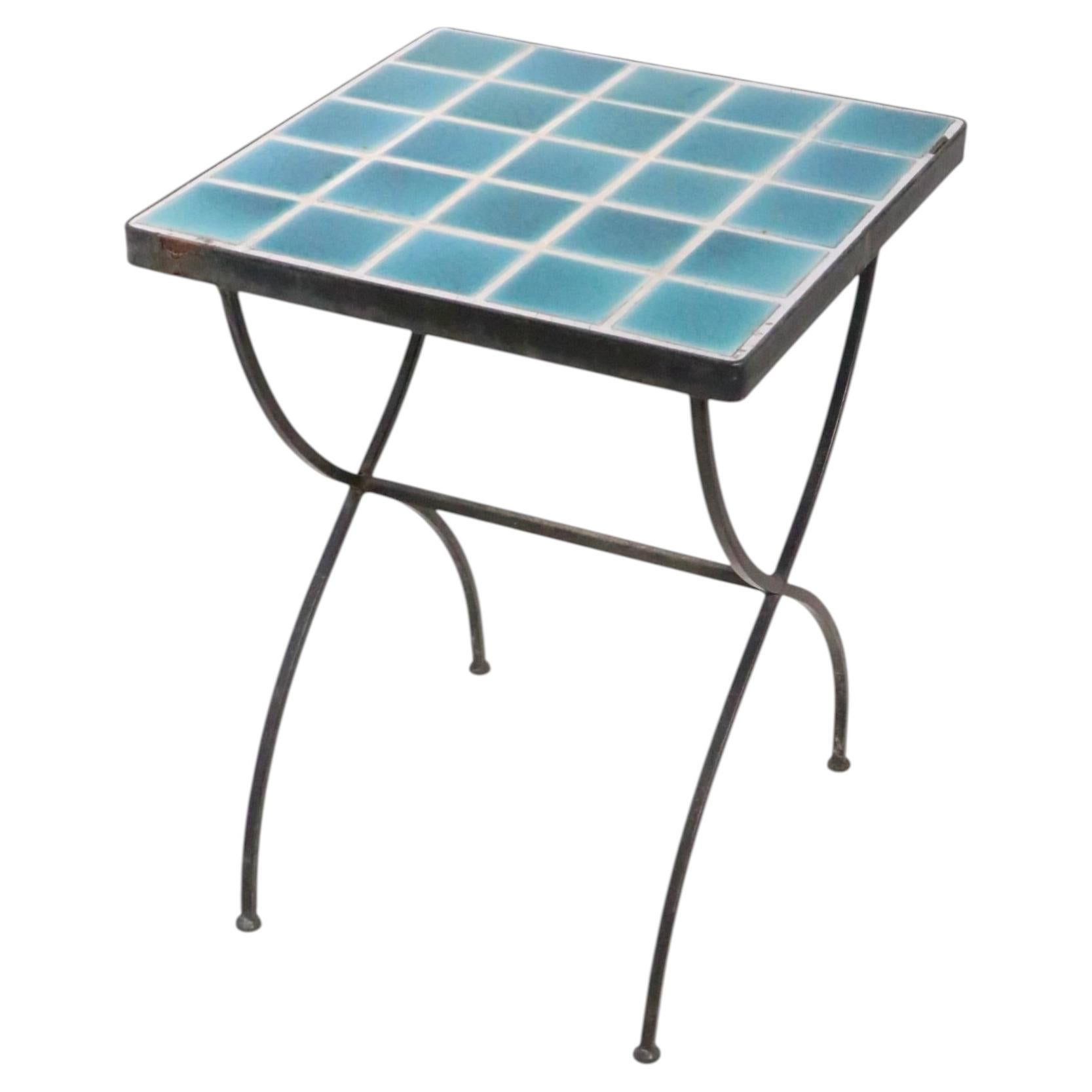 Mid Century Tile Top Wrought Iron Table