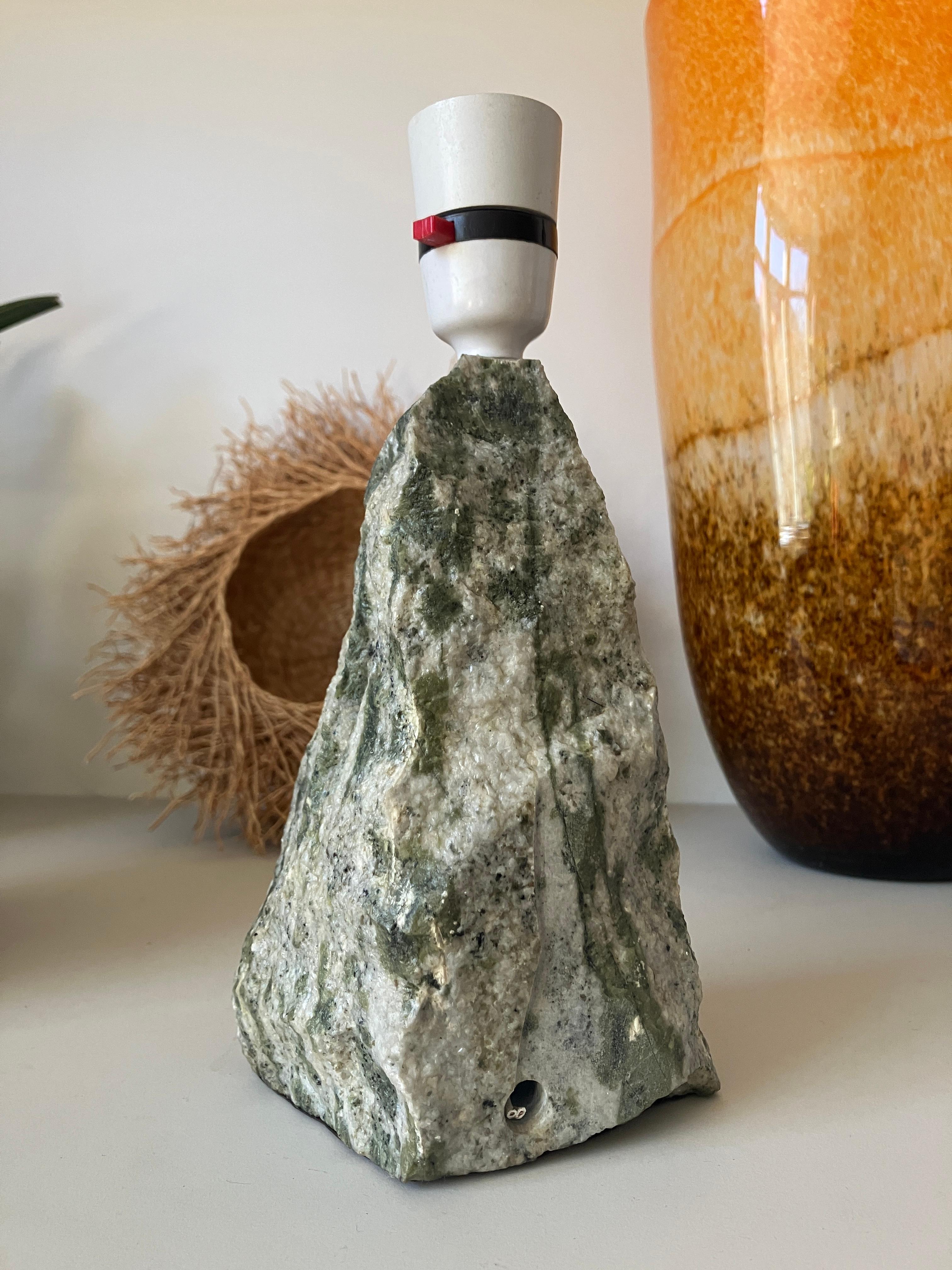 Carved Midcentury Tilt Marble Stone Table Lamp Scottish For Sale
