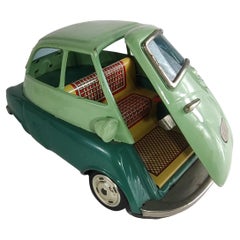 Vintage Midcentury Tin Litho Friction Toy Car by Bandai Japan BMW Isetta