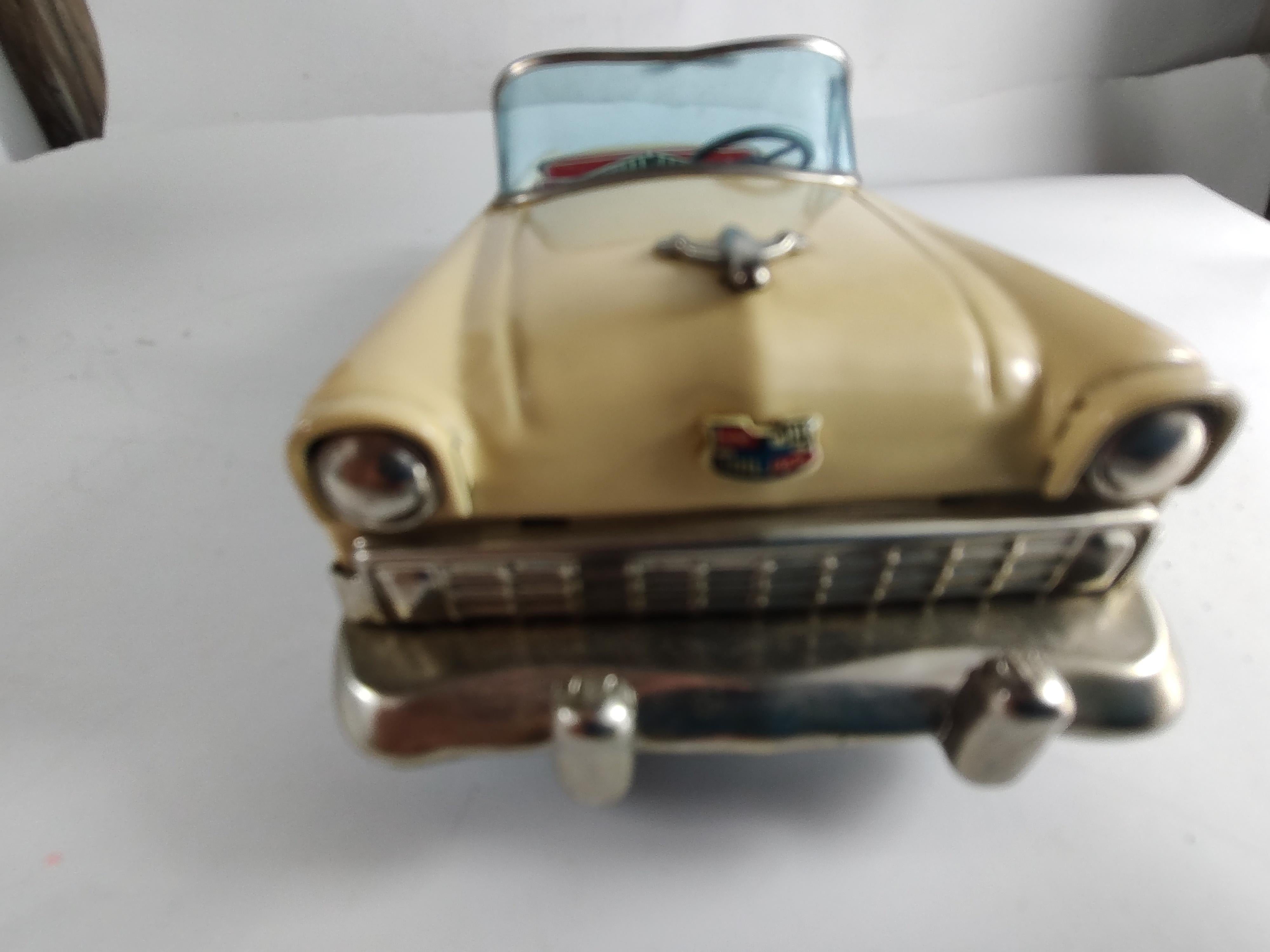 Midcentury Tin Litho Toy Car by Bandai Japan Chevy Convertible C1957 3