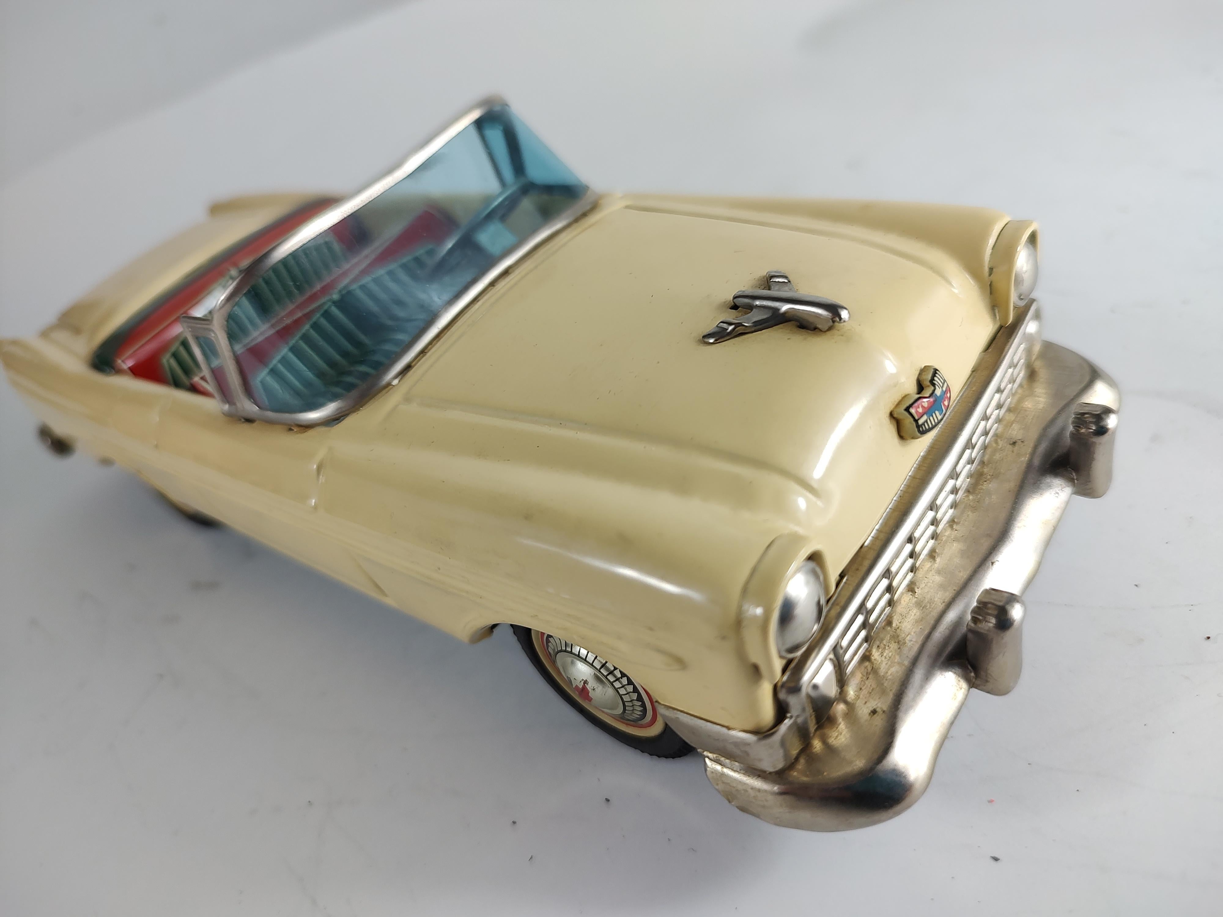 Midcentury Tin Litho Toy Car by Bandai Japan Chevy Convertible C1957 4