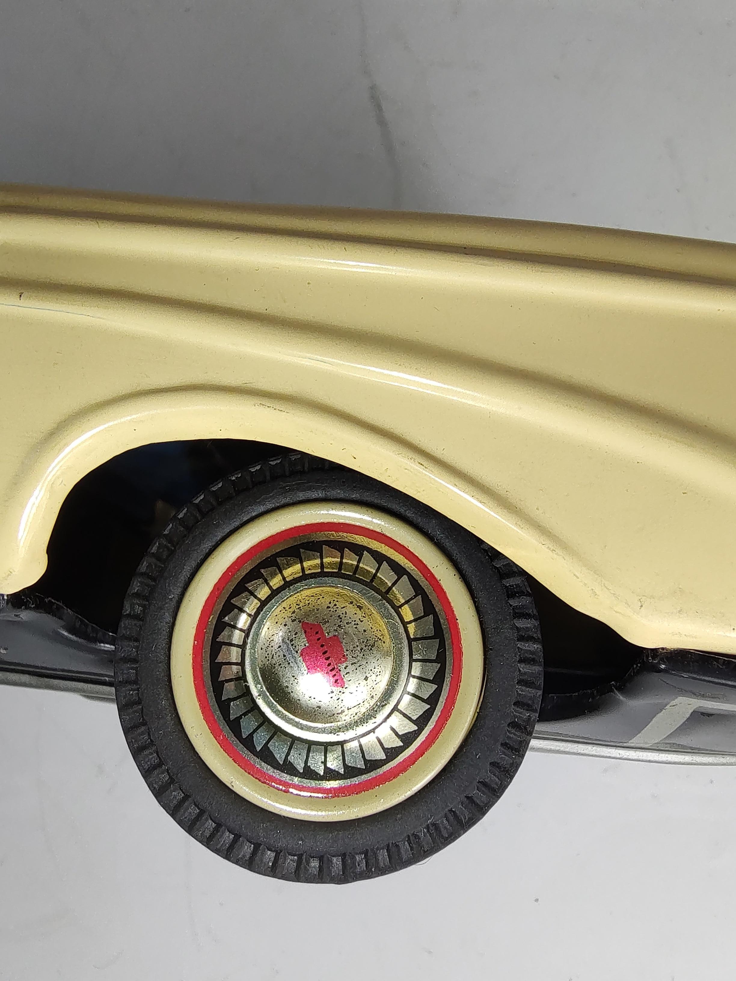 Japanese Midcentury Tin Litho Toy Car by Bandai Japan Chevy Convertible C1957