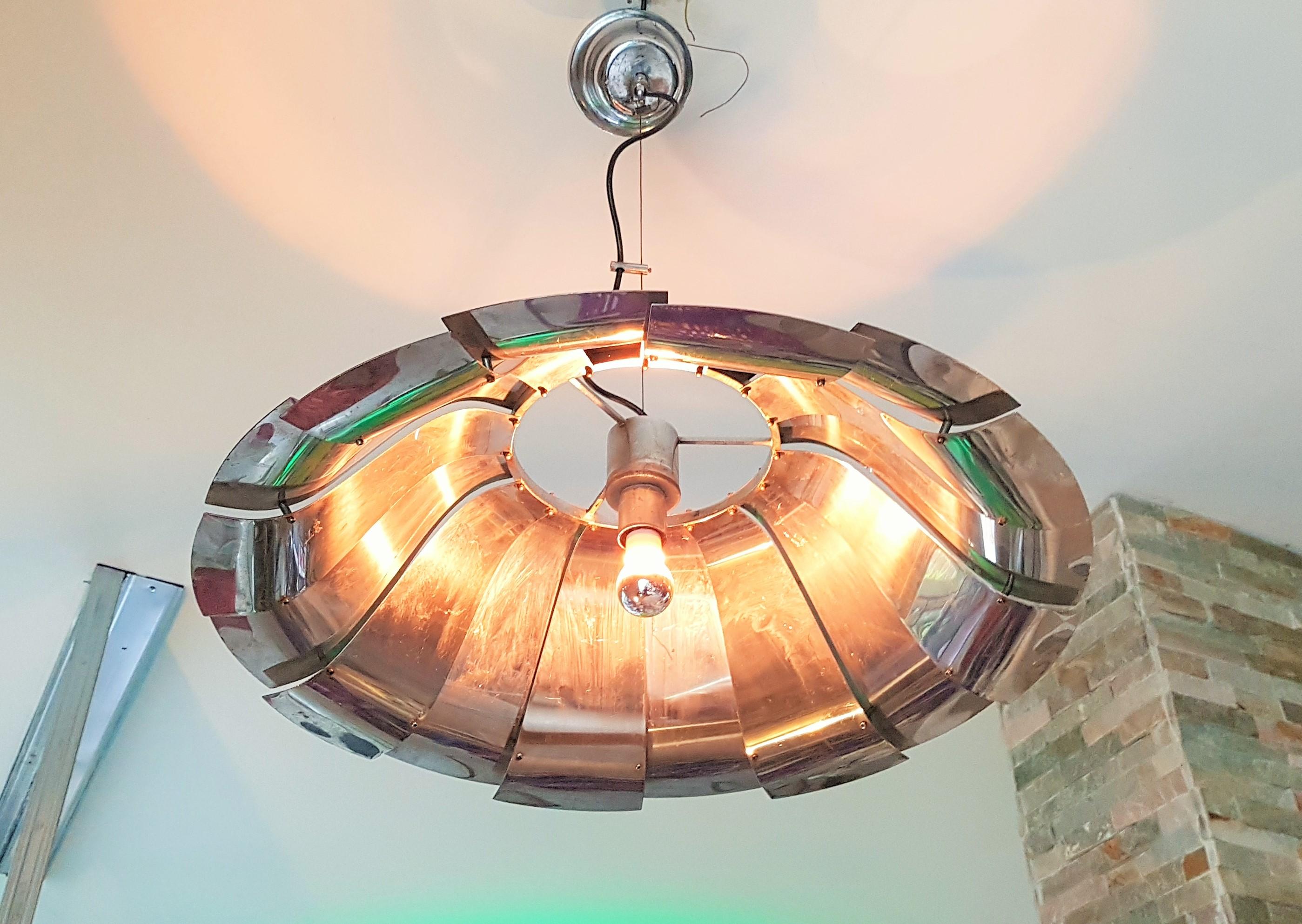 Midcentury Tin Pendant Chandelier Style Reggiani Sauze Monnet, Italy, 1960 For Sale 13