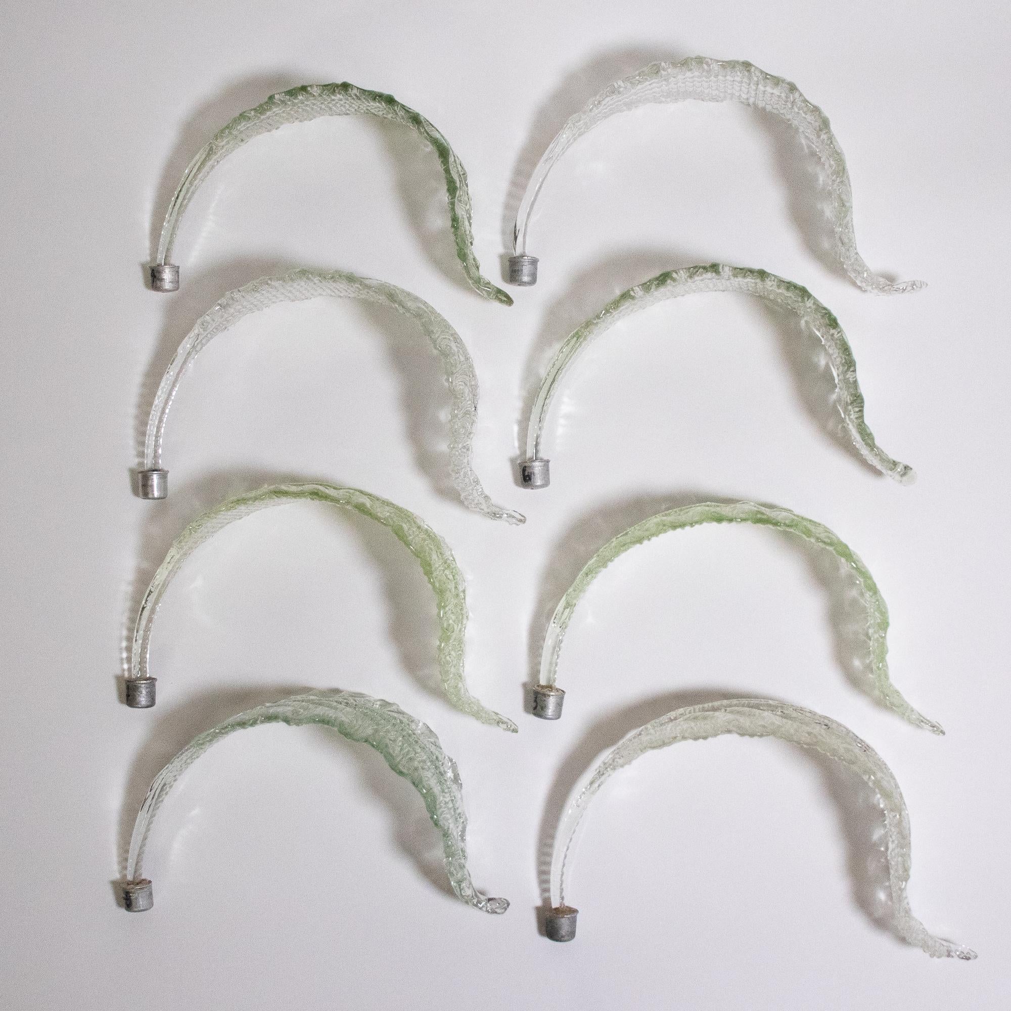Mid-Century Tinge of Green Murano Frond Chandelier in Style of Barovier & Too For Sale 3