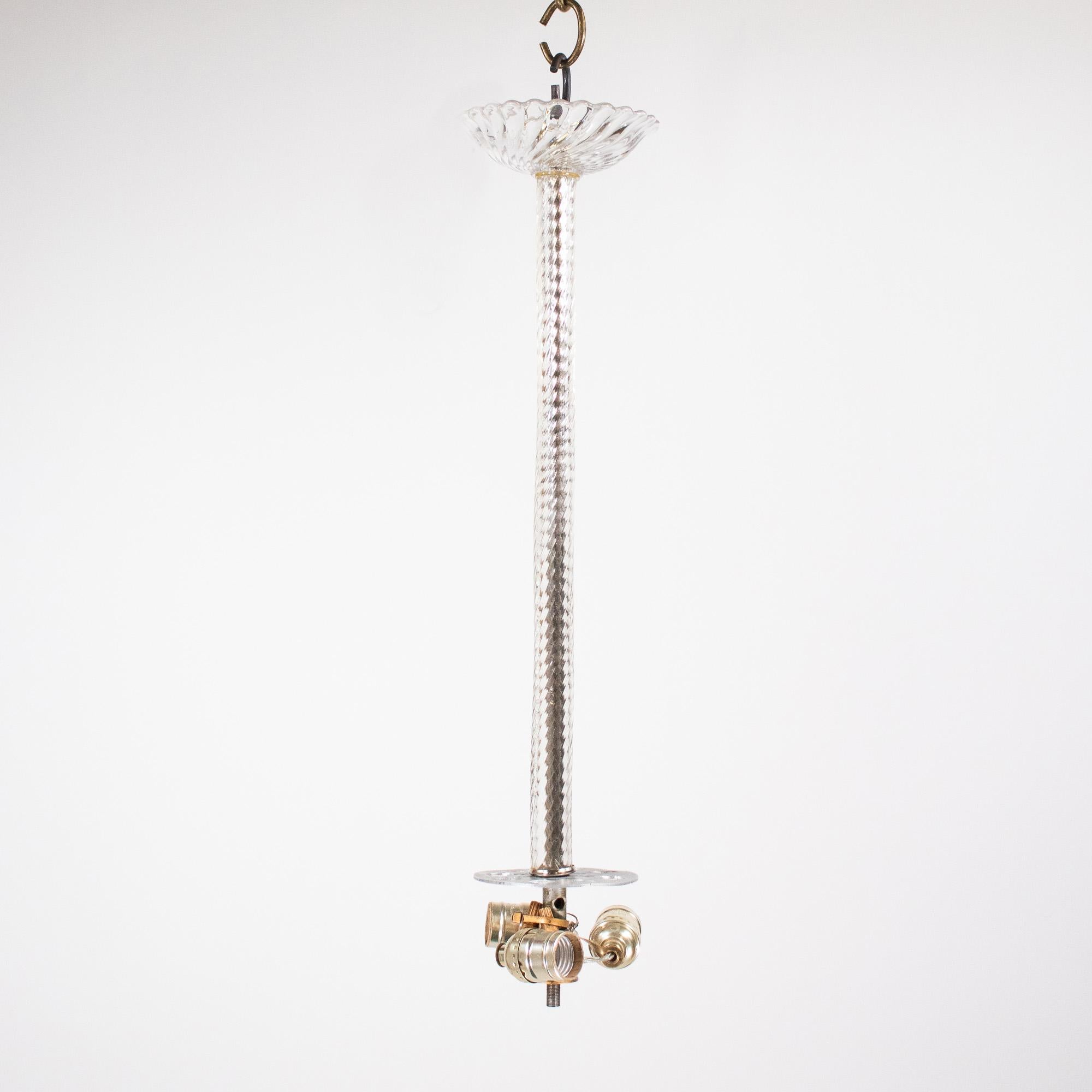 Mid-Century Tinge of Green Murano Frond Chandelier in Style of Barovier & Too For Sale 4