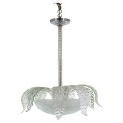 Lampada a sospensione di Murano a sfumatura verde di metà secolo nello stile di Barovier &