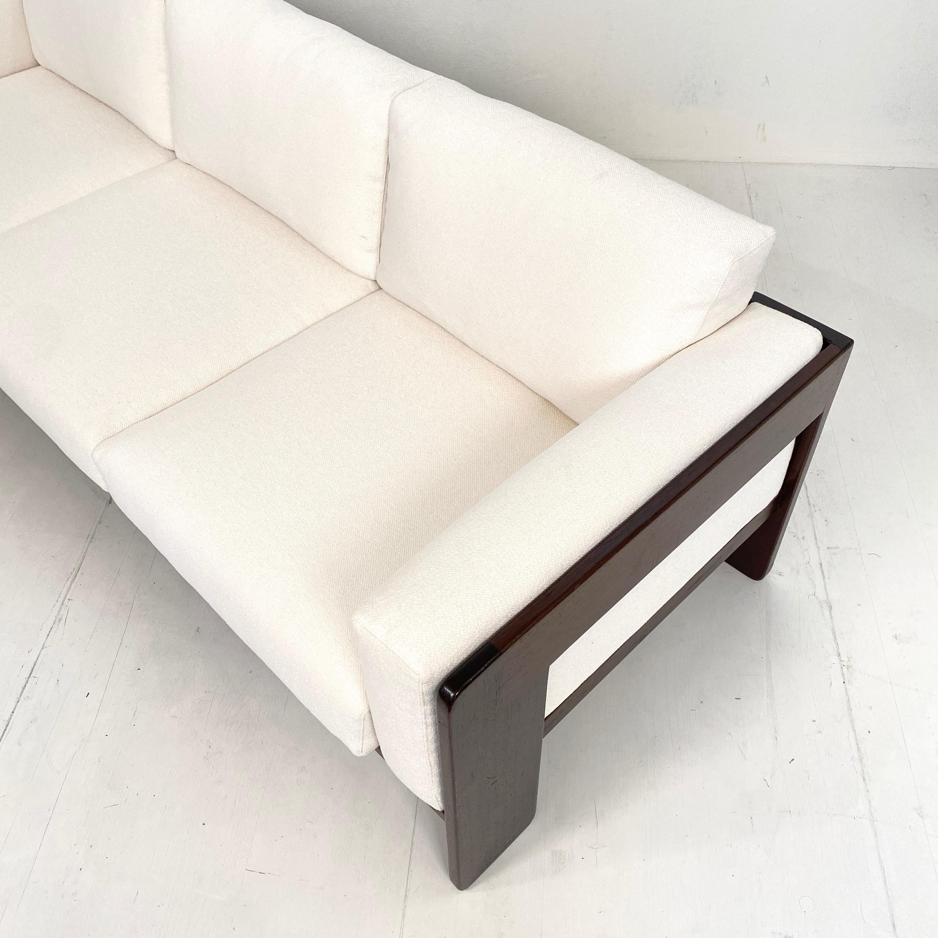 Mid Century Tobia Scarpa Bastiano Three-Seat Sofa for Knoll White Boucle, 1970s 5
