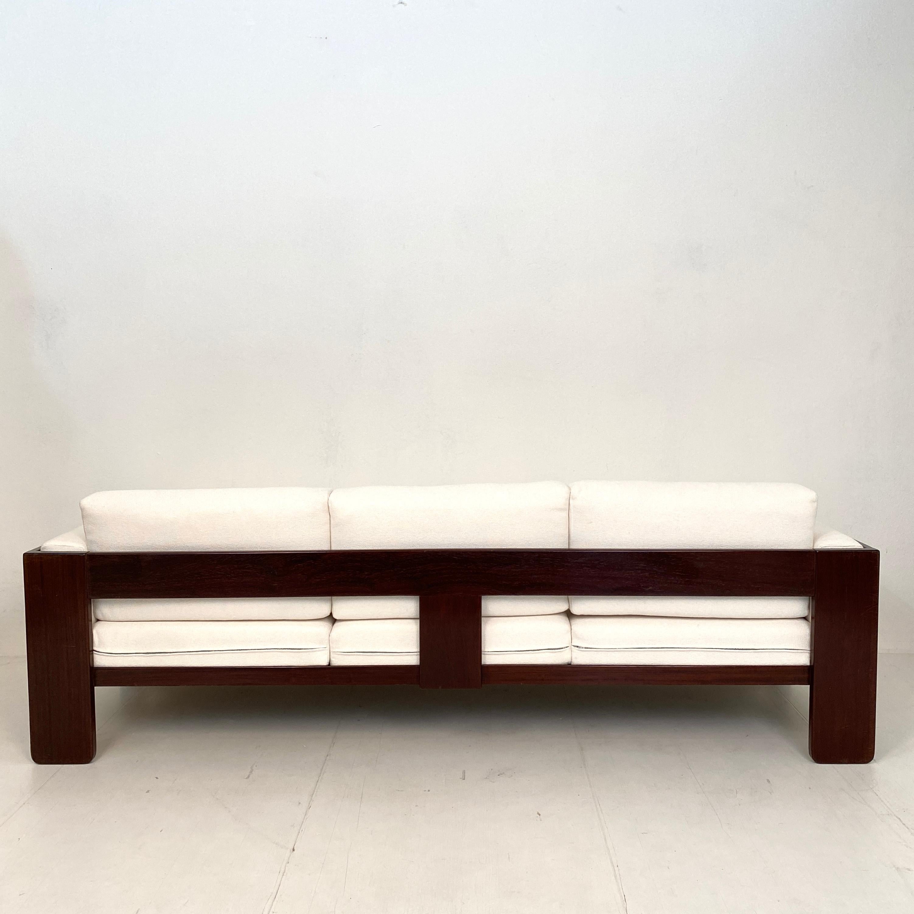 Mid Century Tobia Scarpa Bastiano Three-Seat Sofa for Knoll White Boucle, 1970s 9