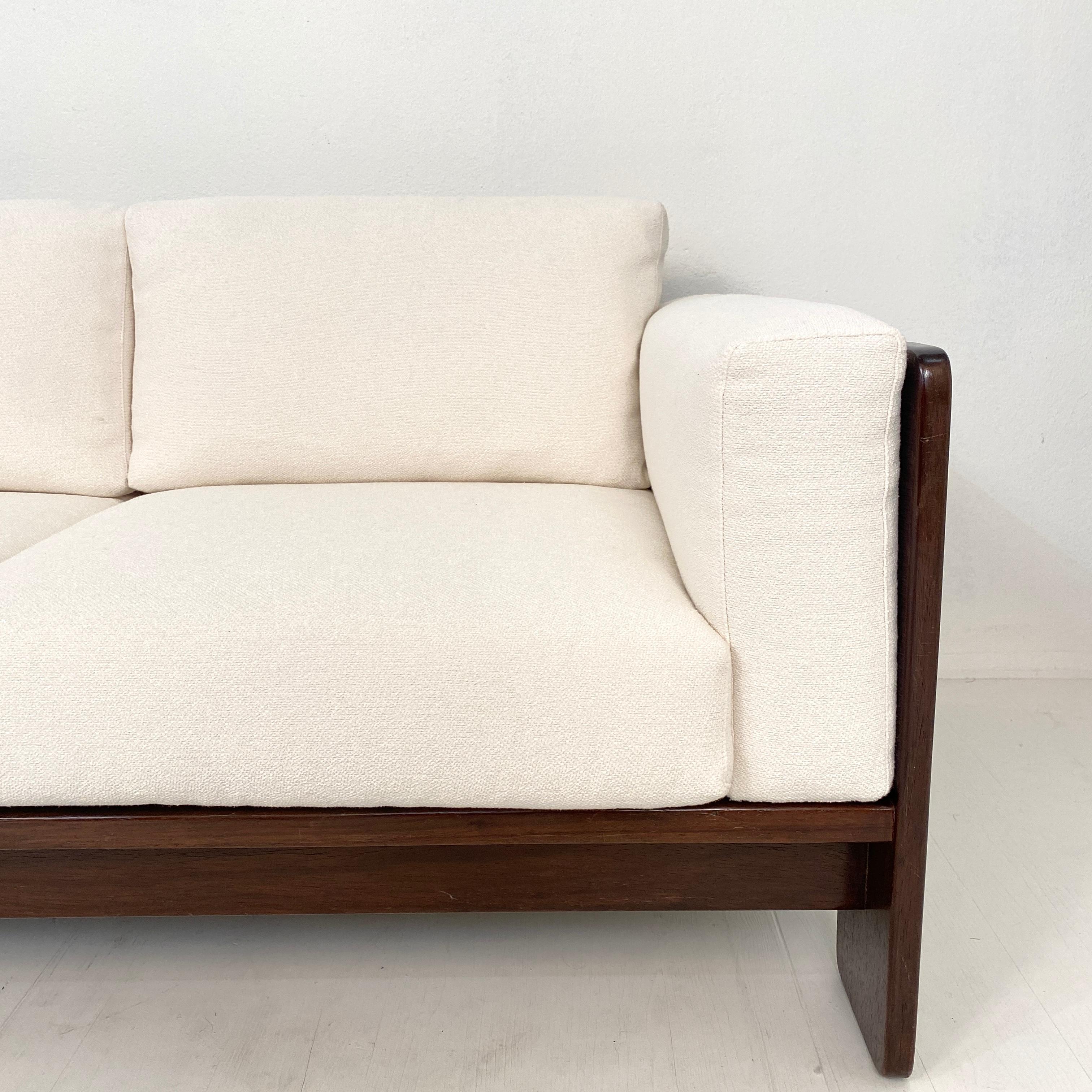 Mid-Century Modern Mid Century Tobia Scarpa Bastiano Three-Seat Sofa for Knoll White Boucle, 1970s