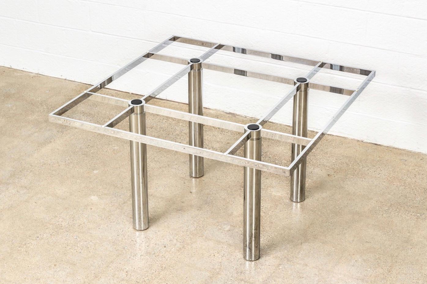 Midcentury Tobia Scarpa for Knoll Andre Square Glass and Chrome Dining Table For Sale 1
