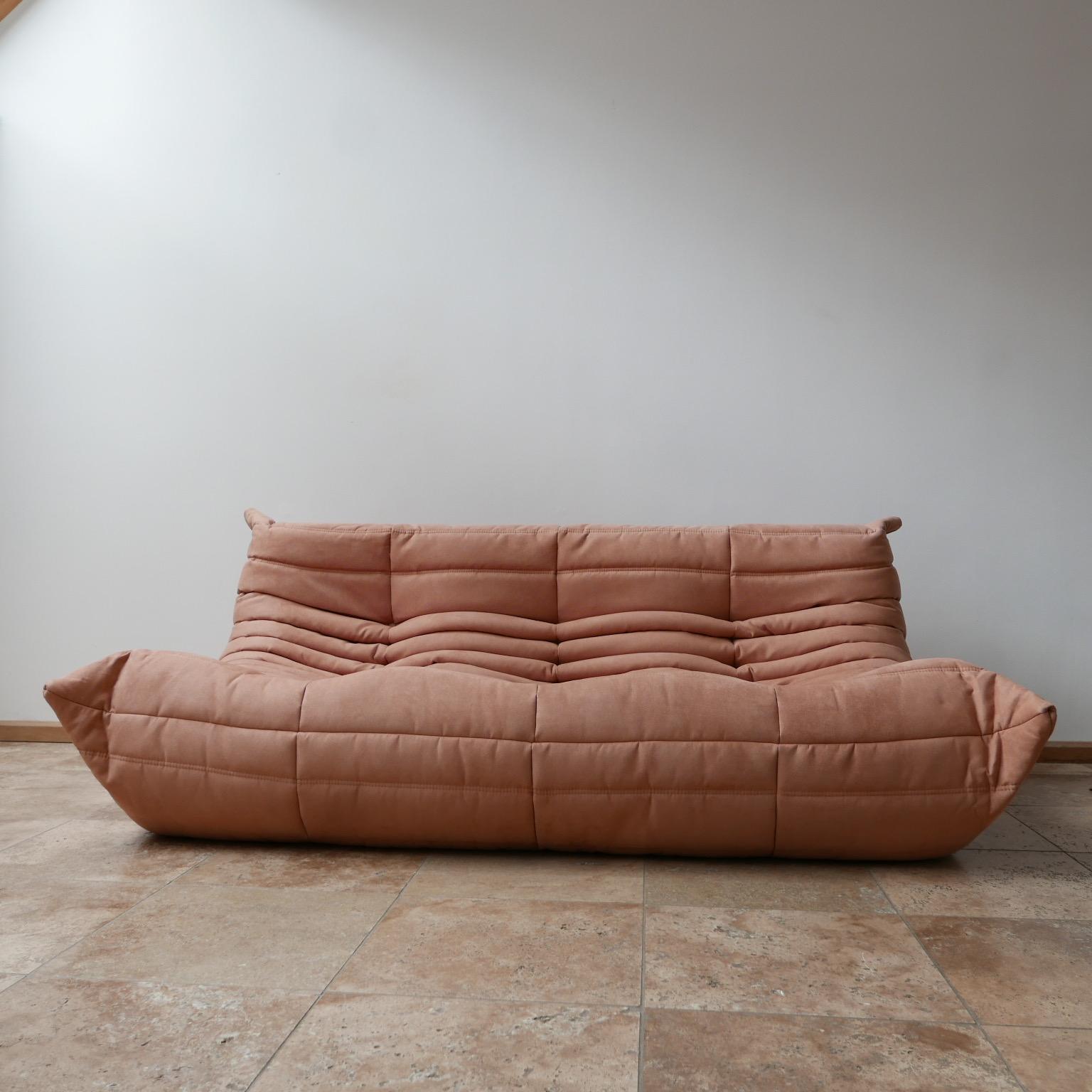 A timeless three-seat sofa by Michel Ducaroy for Ligne Roset.

France, circa 1970s.

Original light pink upholstery with original bottom retained.

In very good condition.

Dimensions: 172 W x 97 D x 35 seat height x 69 total height in cm.