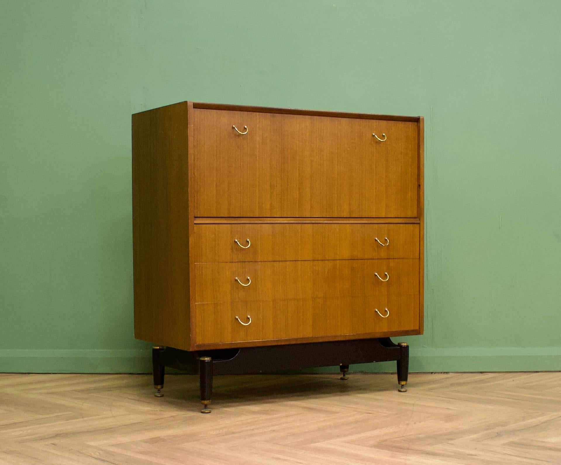 British Mid Century Tola and Black Tallboy Chest from G Plan, 1950s For Sale
