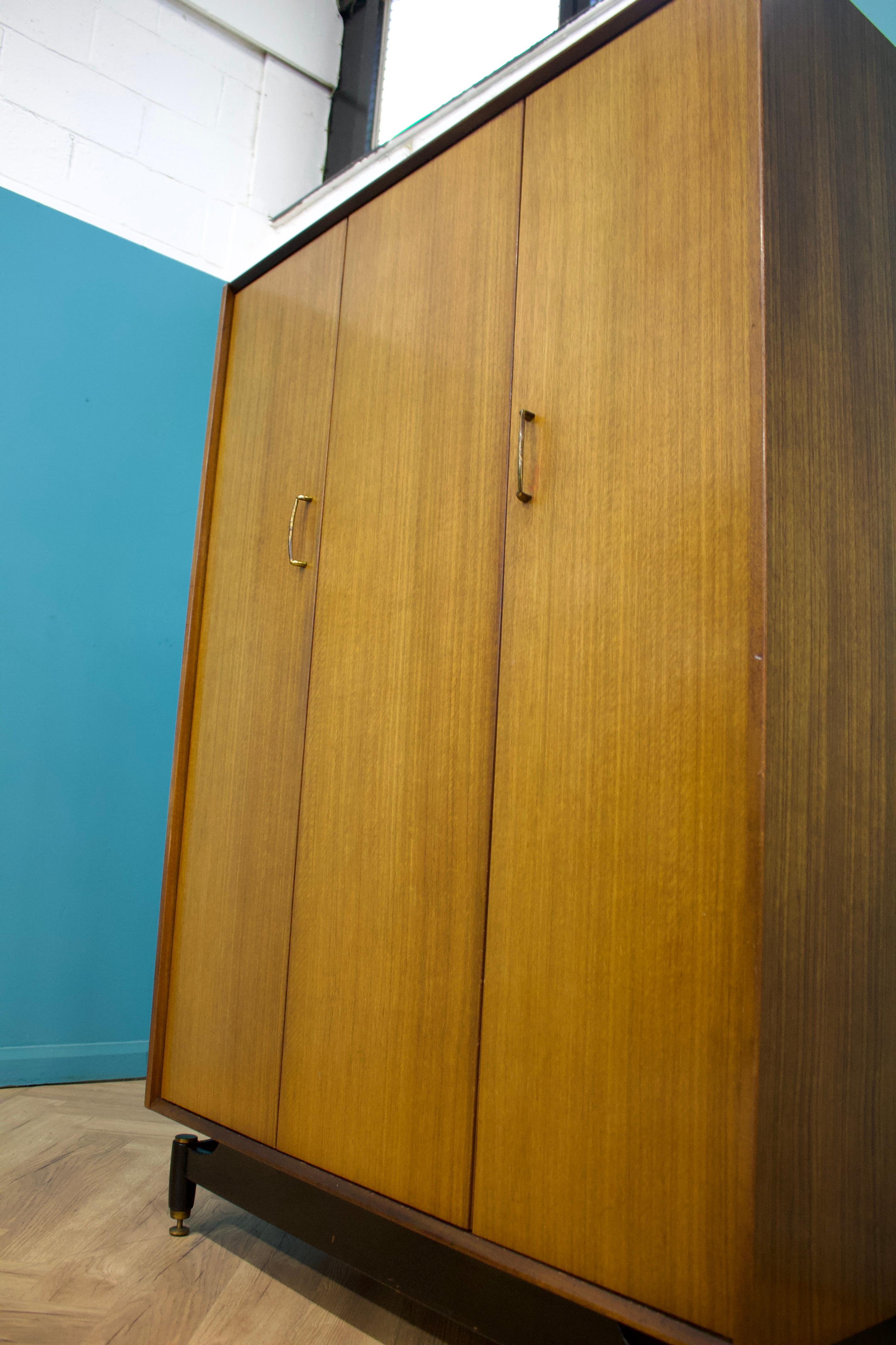 Mid Century Tola and Black Wardrobe From G Plan, 1960s In Good Condition For Sale In South Shields, GB