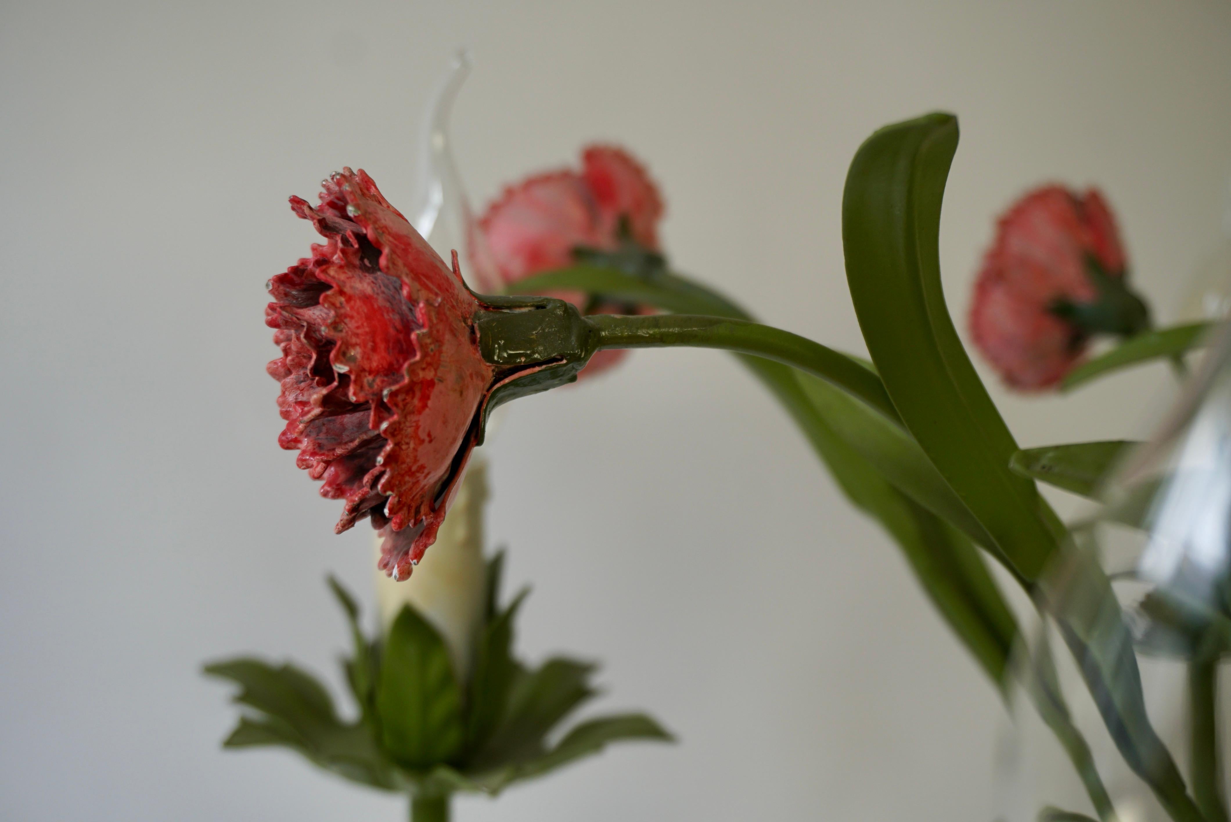 Mid Century Tole Italian Flower Five-Light Chandelier In Good Condition For Sale In Antwerp, BE