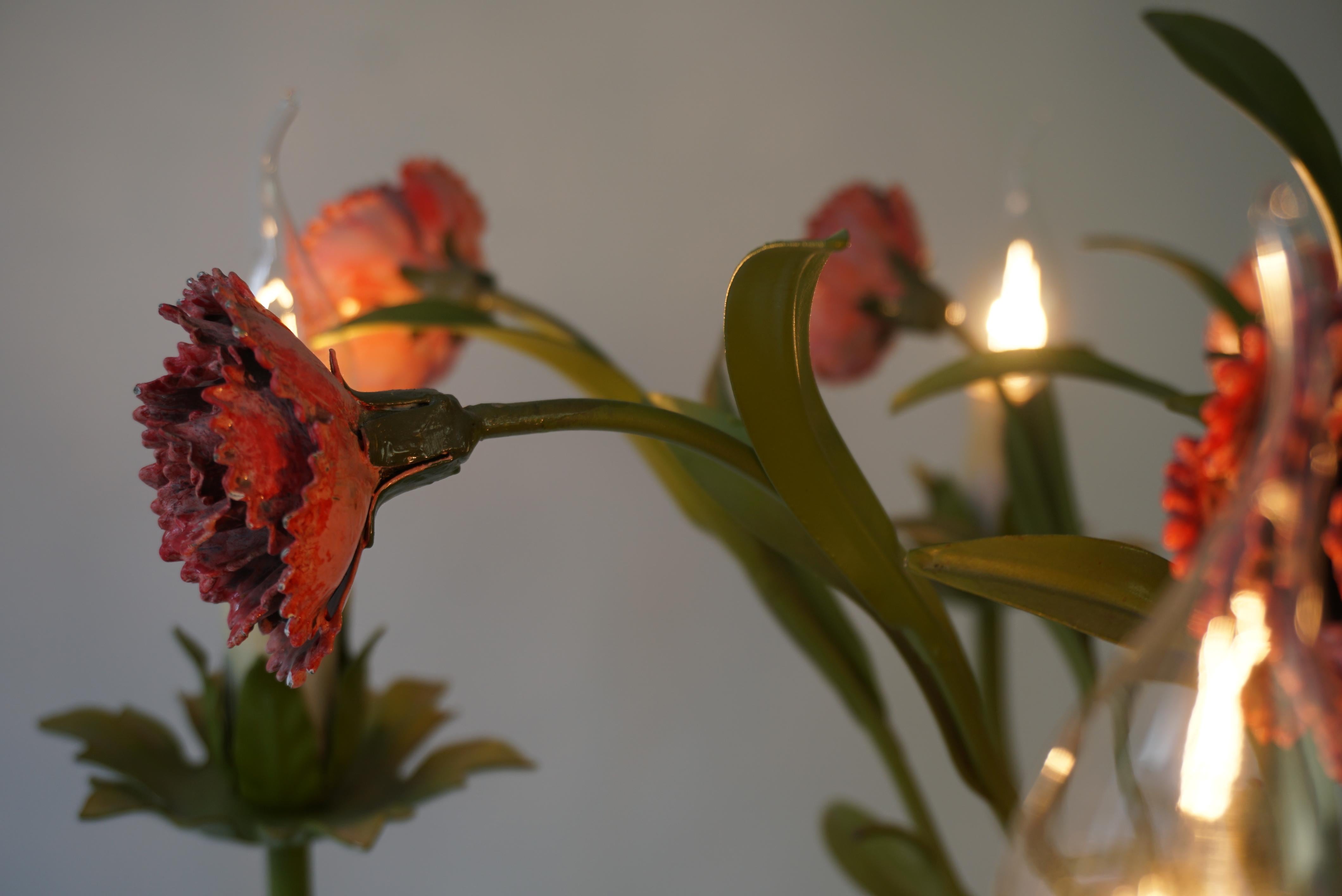 Mid Century Tole Italian Flower Five-Light Chandelier For Sale 2