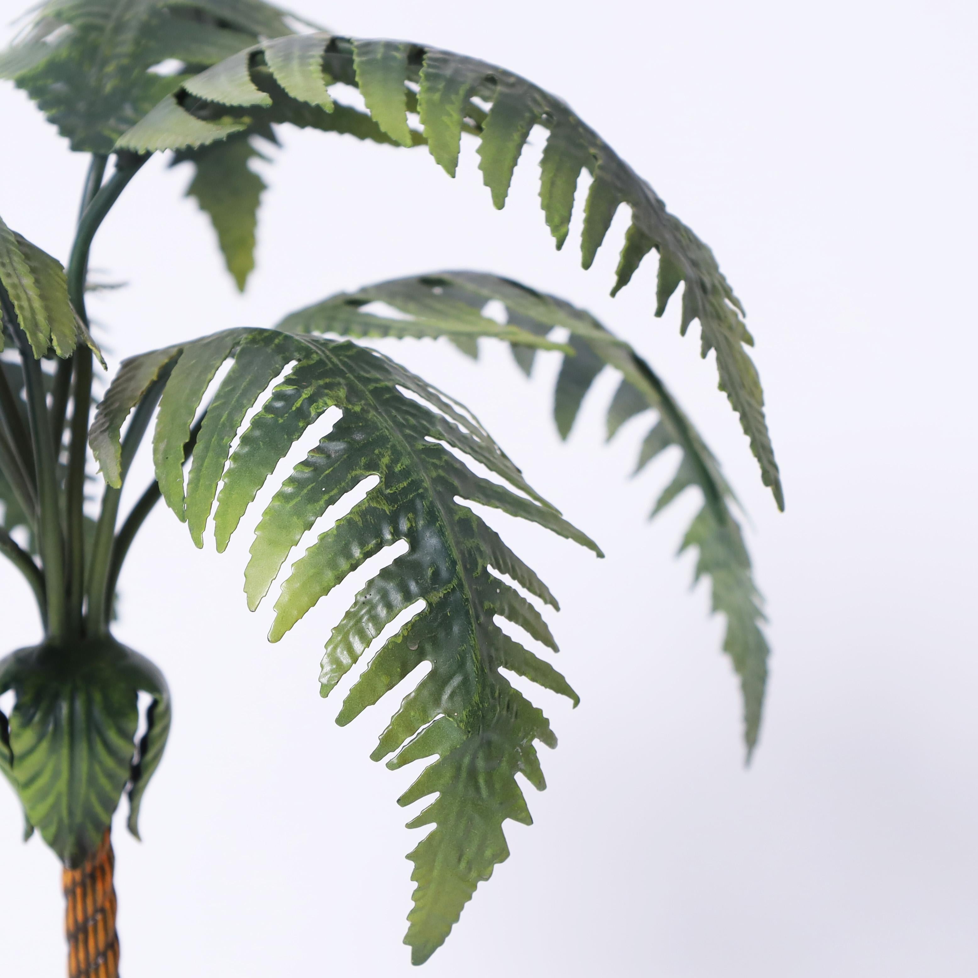 Italian Mid Century Tole Palm Tree Sculpture For Sale