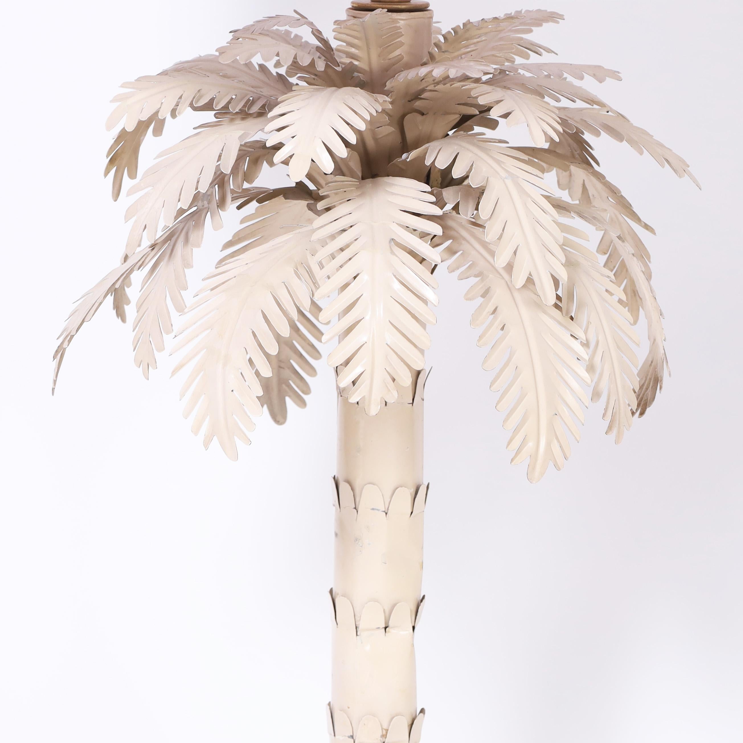 Mid-Century Modern Mid Century Tole Palm Tree Table Lamp For Sale