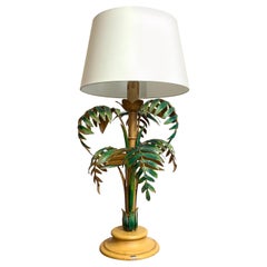 Vintage Midcentury, Tole Palm Tree Table Lamp