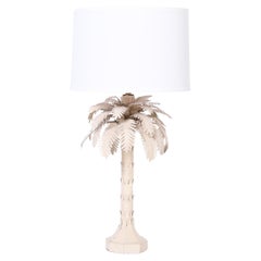 Vintage Mid Century Tole Palm Tree Table Lamp