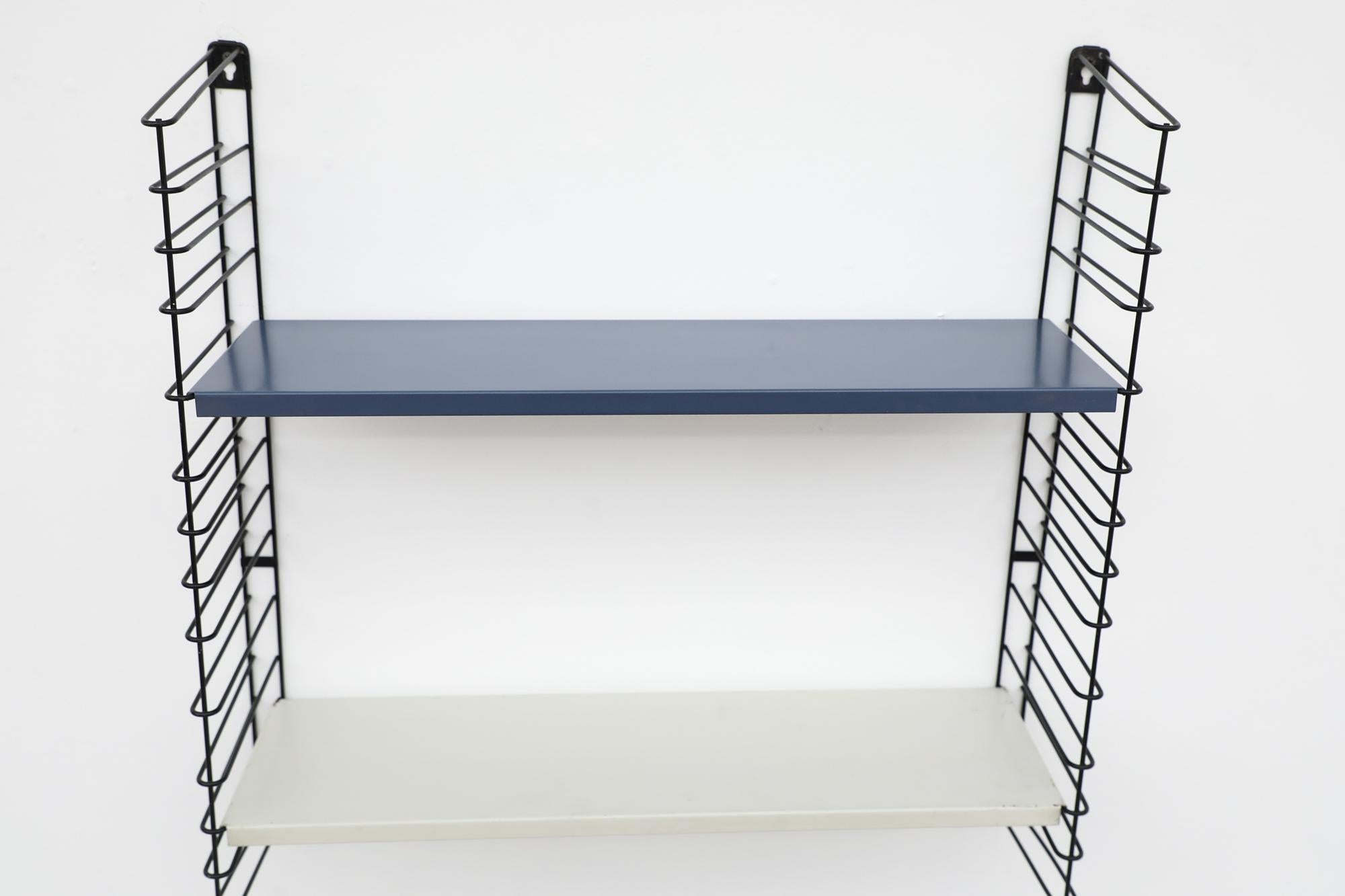 Dutch Mid-Century Tomado Blue and White Industrial Shelving Unit