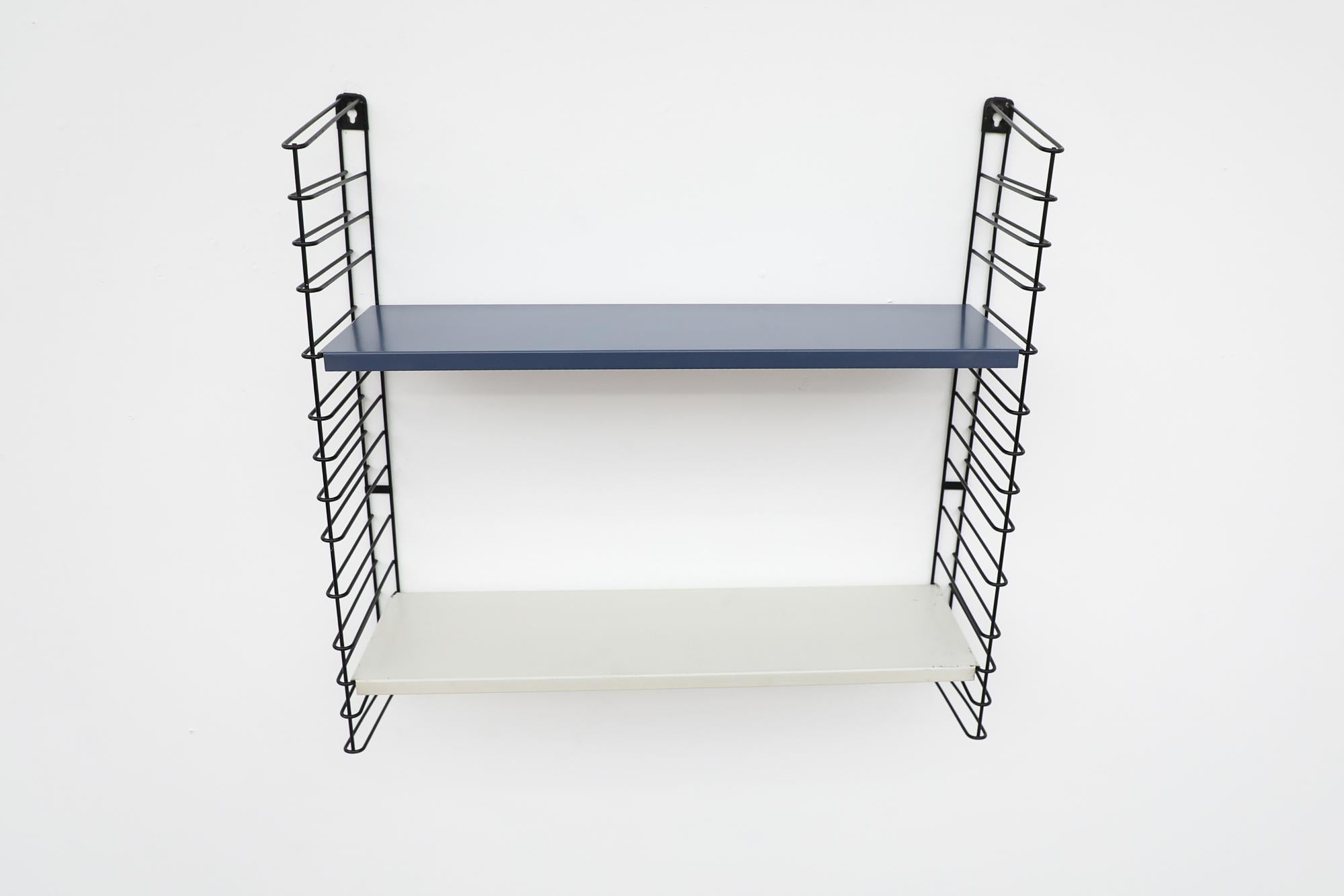 Enameled Mid-Century Tomado Blue and White Industrial Shelving Unit