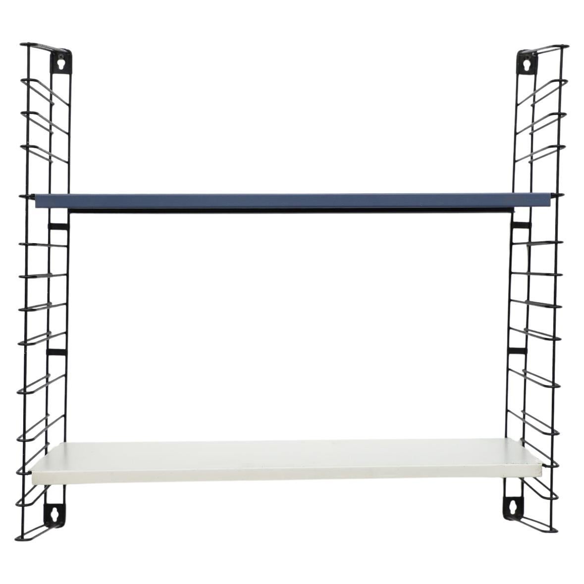 Midcentury Tomado Blue and White Industrial Shelving Unit