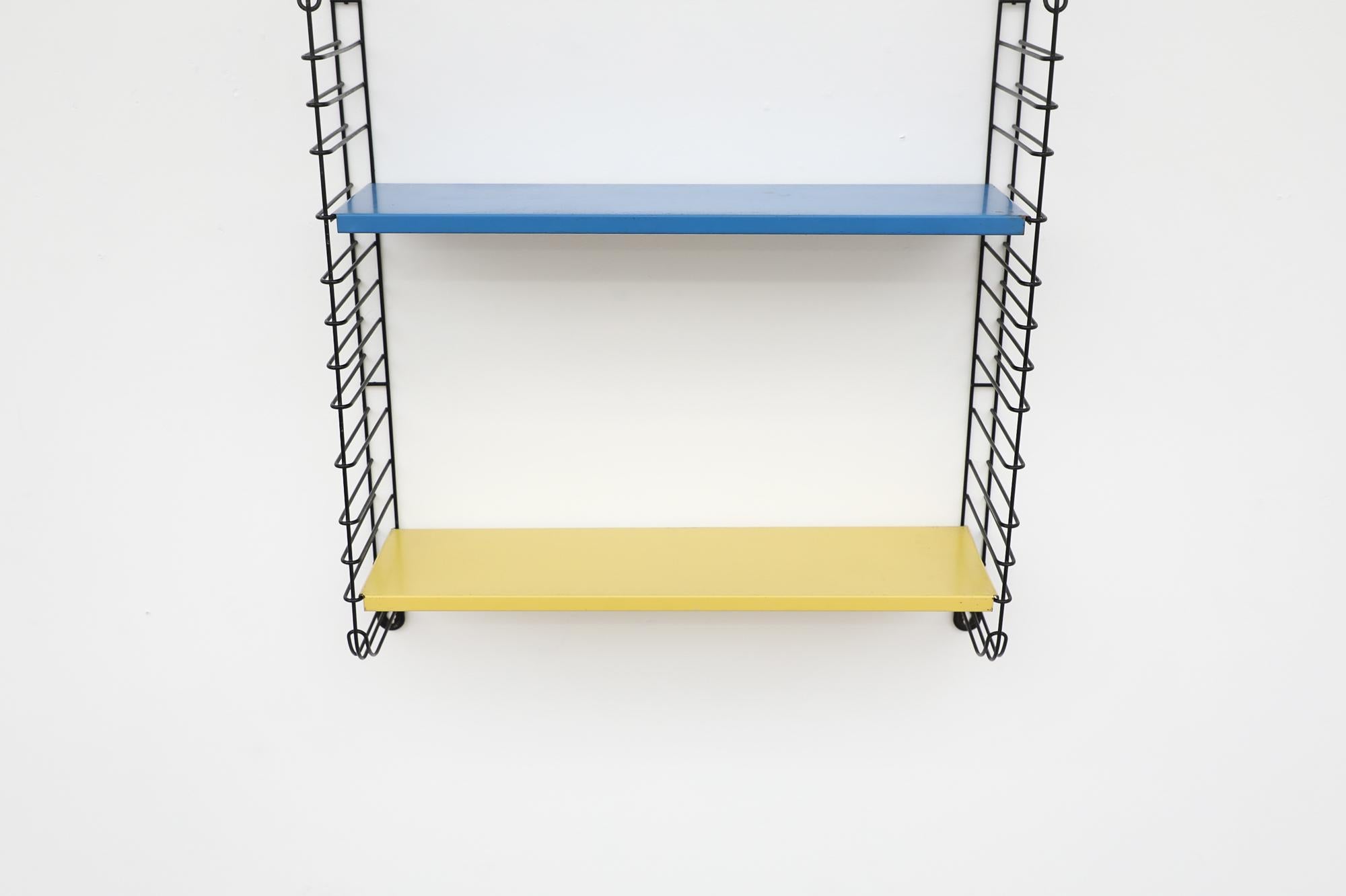 Enameled Mid-Century Tomado Blue and Yellow Industrial Shelving Unit For Sale