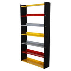 Mid-Century Tomado Multi-Color Metall Bücherregal, Gelb Rot Grau Regale