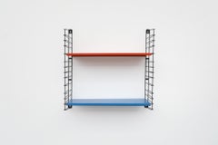 Mid-Century Tomado Rotes und blaues Industrieregal