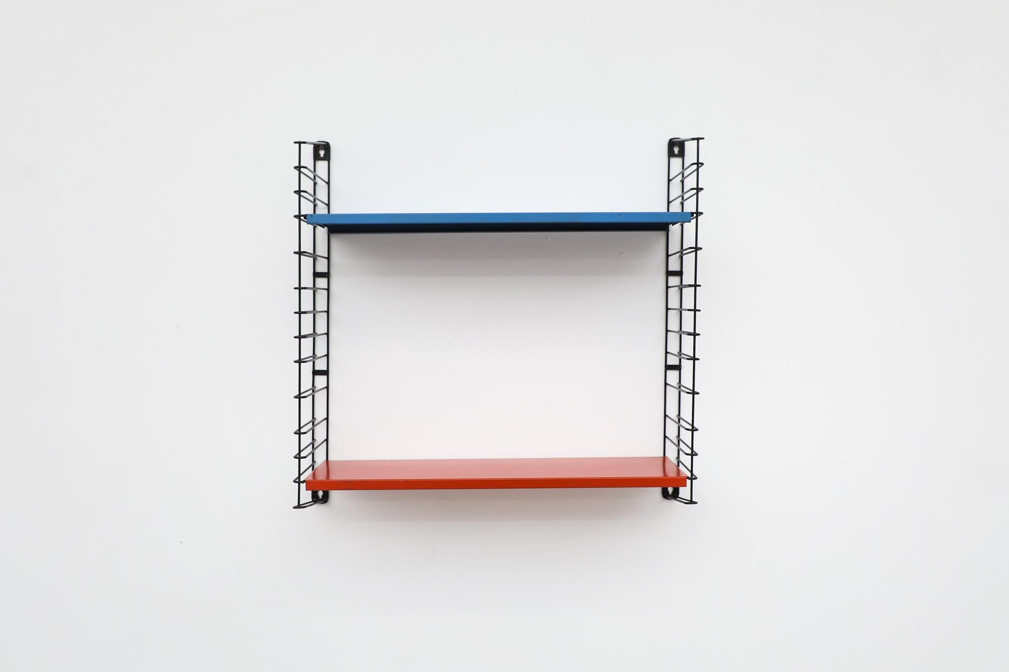 Mid-Century Modern Mid-Century Tomado Red and Blue Industrial Shelving Unit